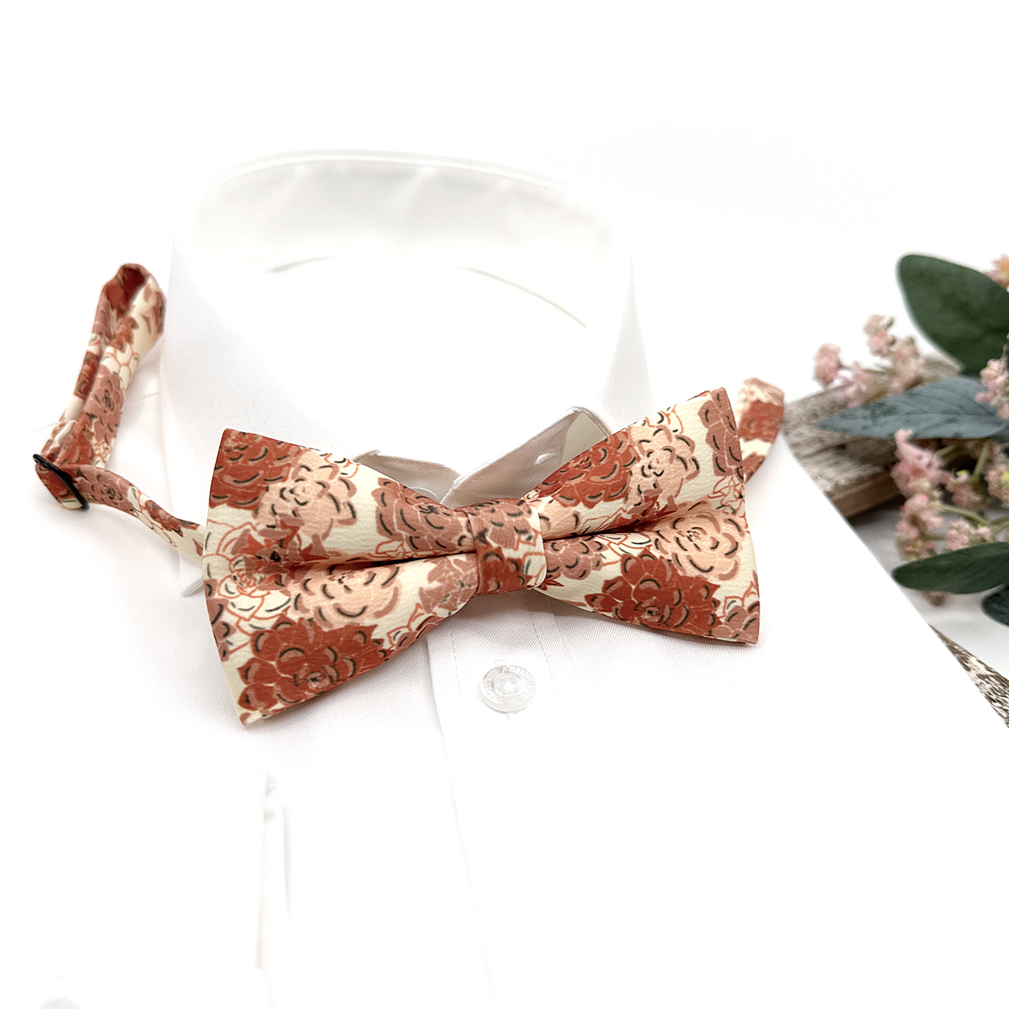 Brunt Floral Bow tie, Wedding Floral Bowtie, Groom Bow tie, For Men