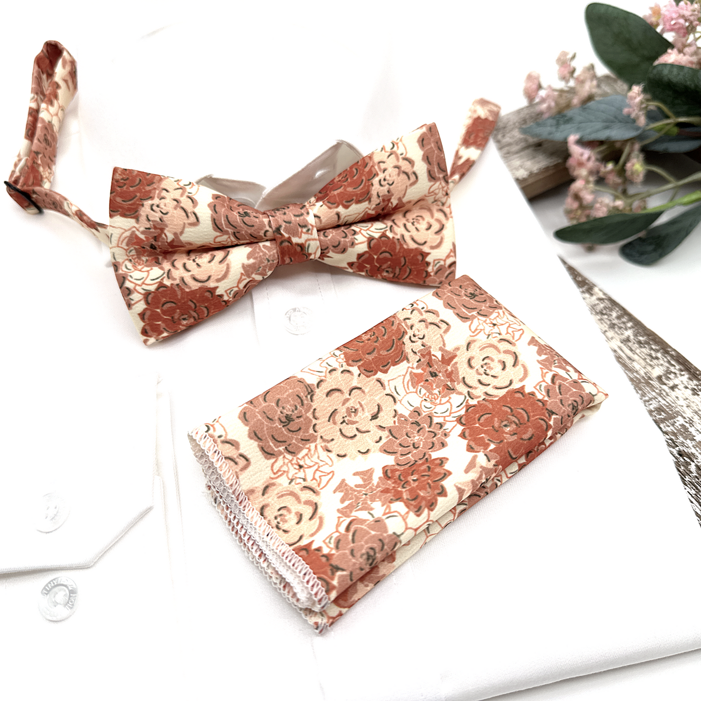 Brunt Floral Bow tie, Wedding Floral Bowtie, Groom Bow tie, For Men
