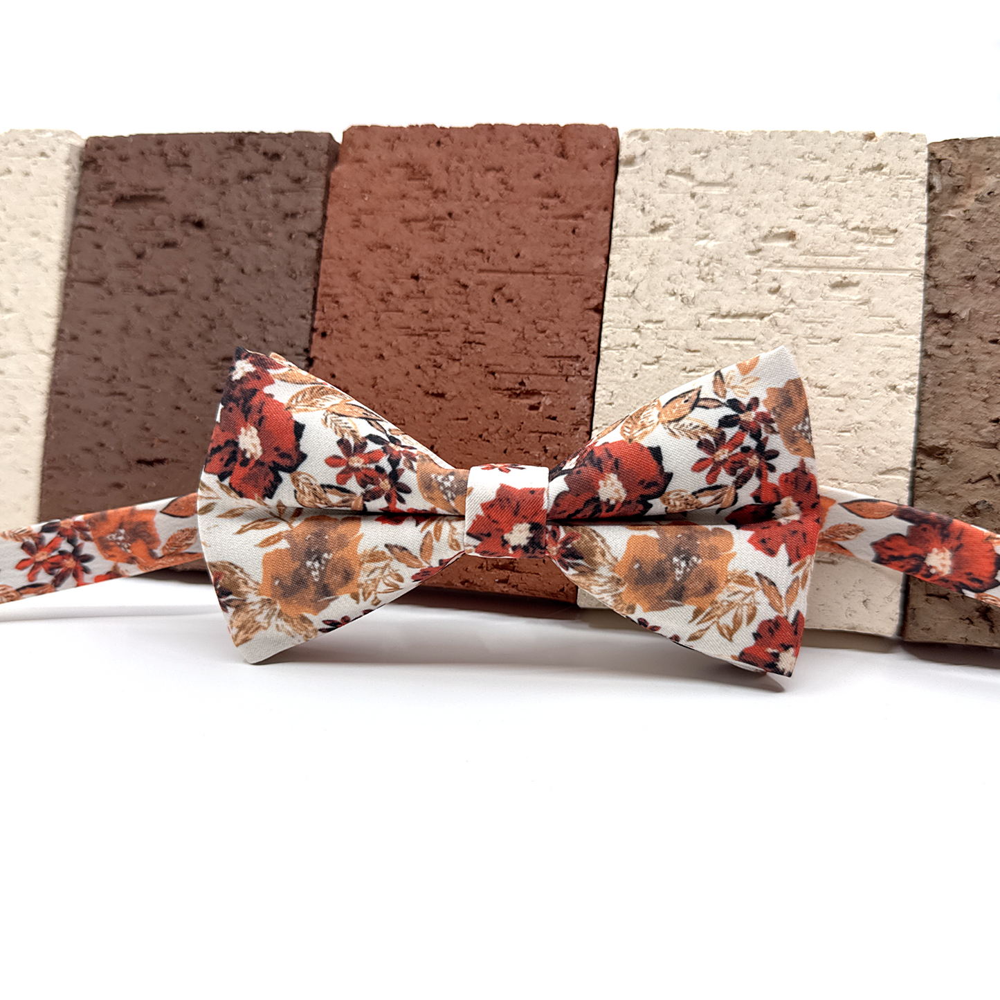 Brunt Orange Floral Bowtie, Wedding Floral Bowtie, Groomsmen Bow ties