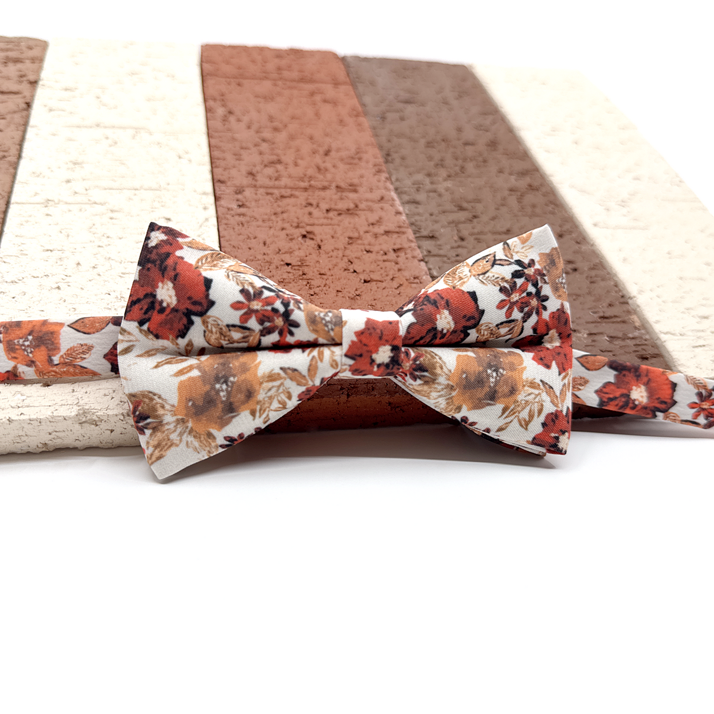 Brunt Orange Floral Bowtie, Wedding Floral Bowtie, Groomsmen Bow ties