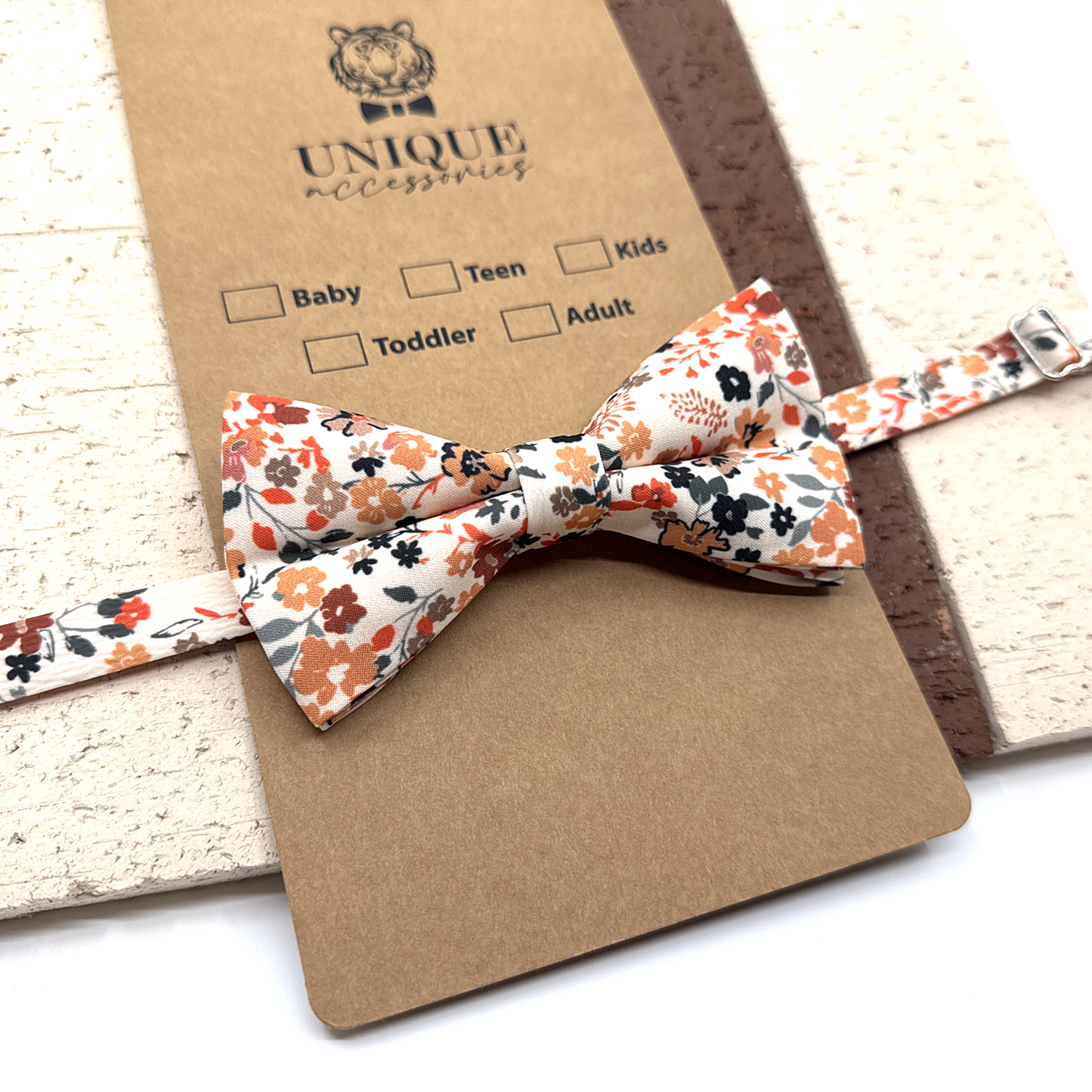Copper Rust Floral Bowtie, Men Floral Bowtie, Groomsmen Bowties, Wedding Bowtie
