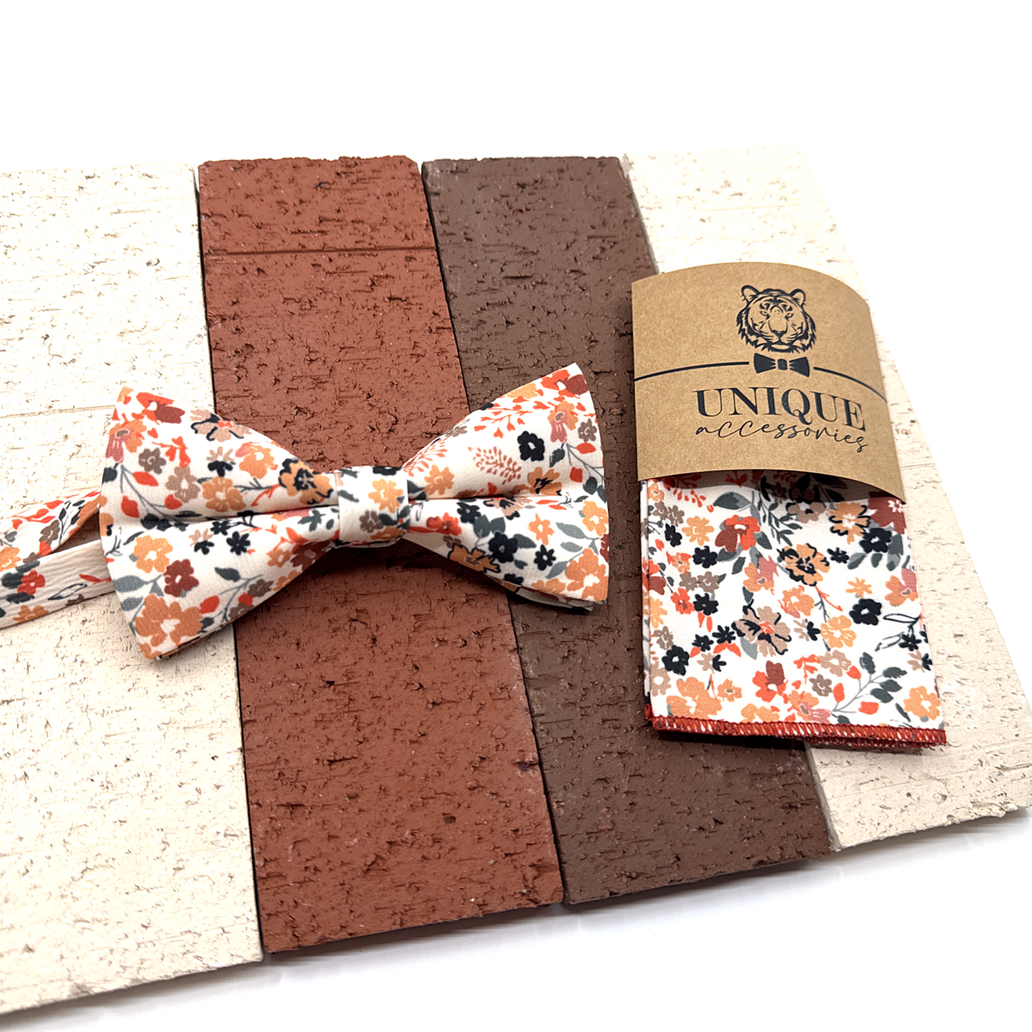 Copper Rust Floral Bowtie, Men Floral Bowtie, Groomsmen Bowties, Wedding Bowtie