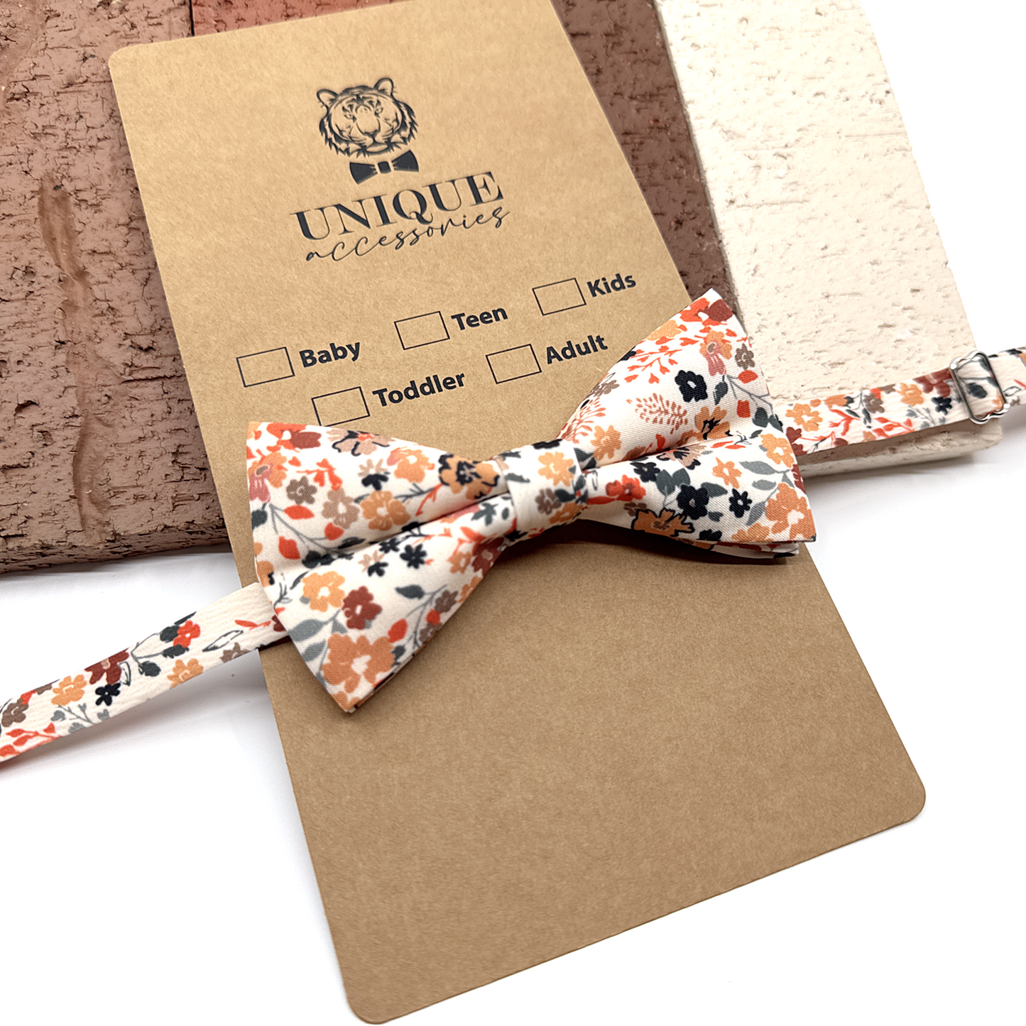 Copper Rust Floral Bowtie, Men Floral Bowtie, Groomsmen Bowties, Wedding Bowtie