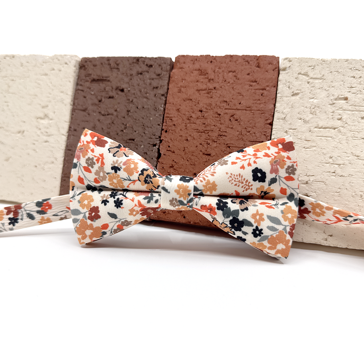 Copper Rust Floral Bowtie, Men Floral Bowtie, Groomsmen Bowties, Wedding Bowtie
