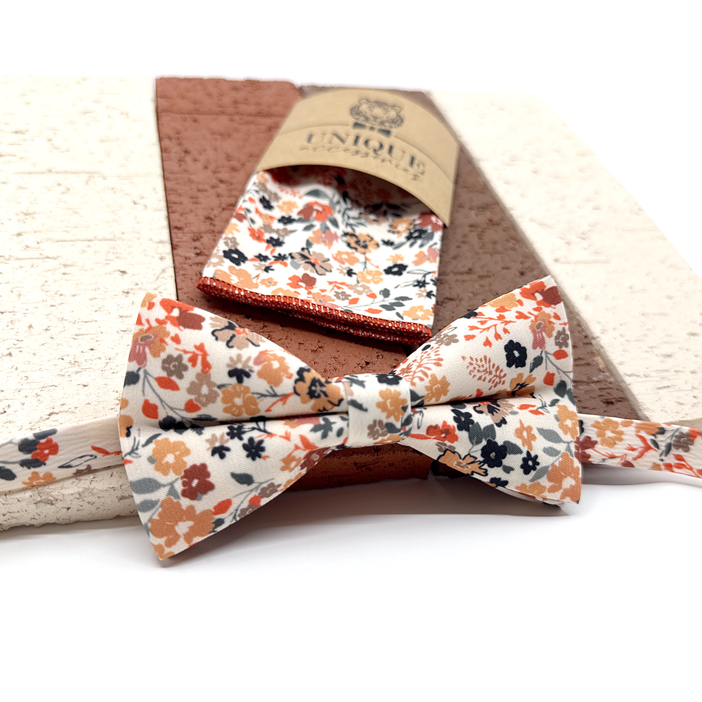 Copper Rust Floral Bowtie, Men Floral Bowtie, Groomsmen Bowties, Wedding Bowtie