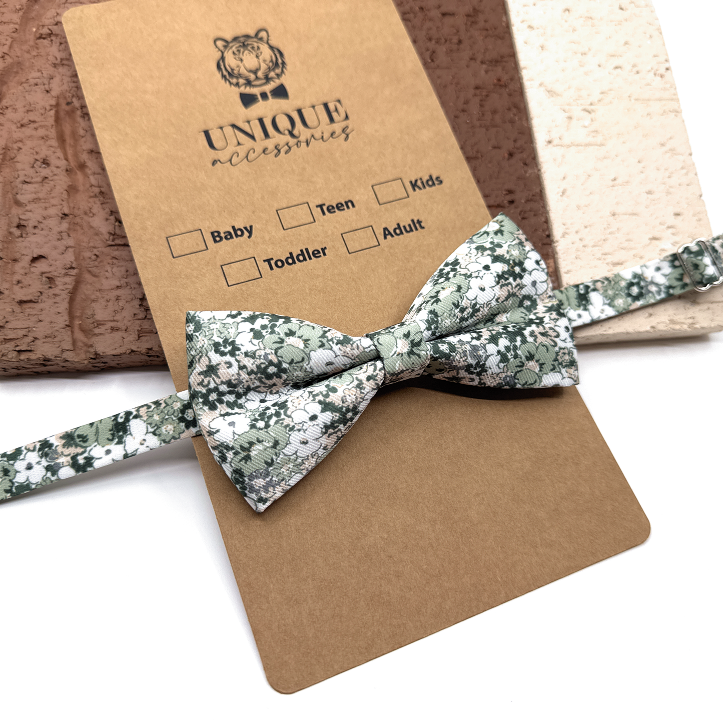 Dusty Pale Green Floral Bowtie, Wedding Floral Bowtie, Groomsmen Bowties, Wedding Bowtie