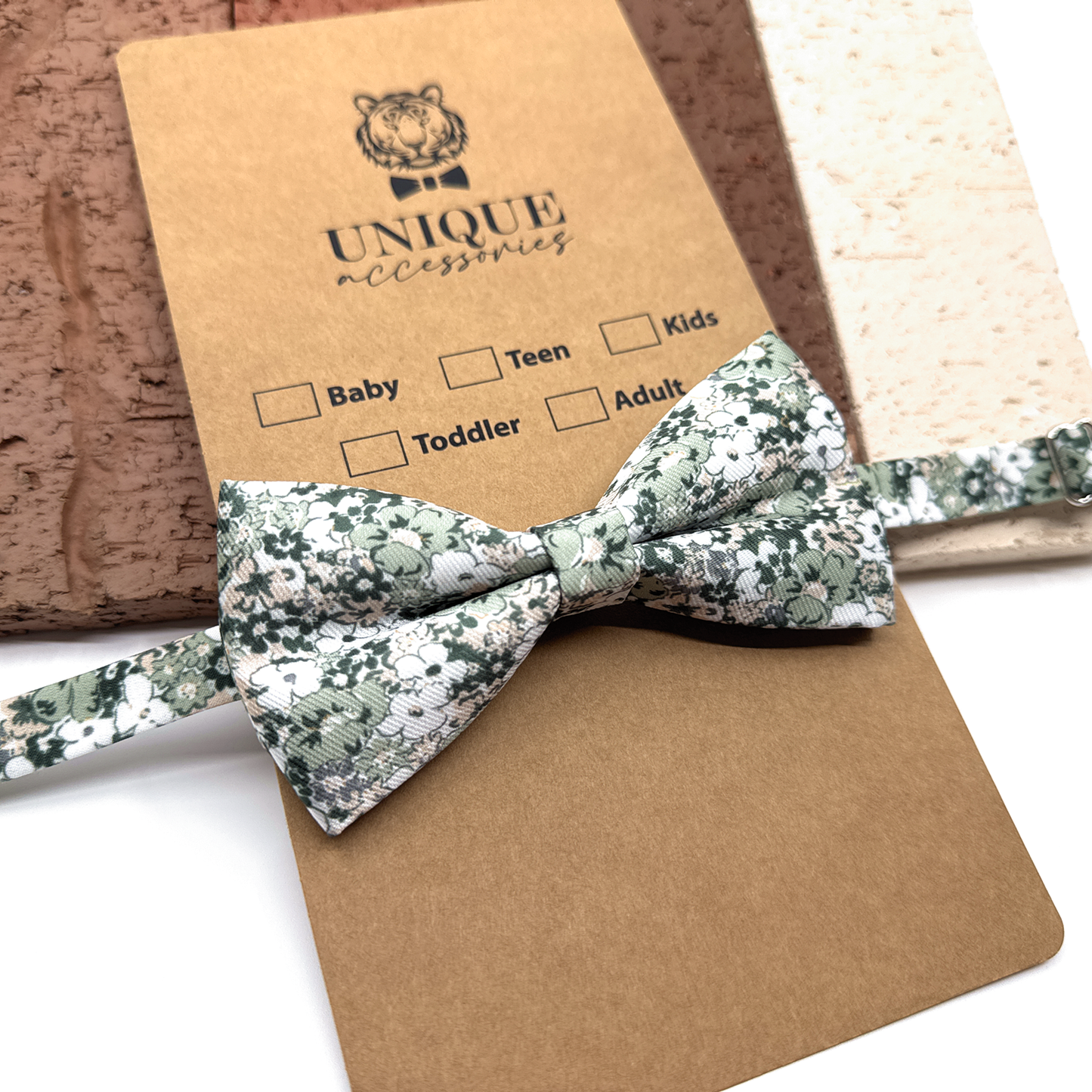 Dusty Pale Green Floral Bowtie, Wedding Floral Bowtie, Groomsmen Bowties, Wedding Bowtie