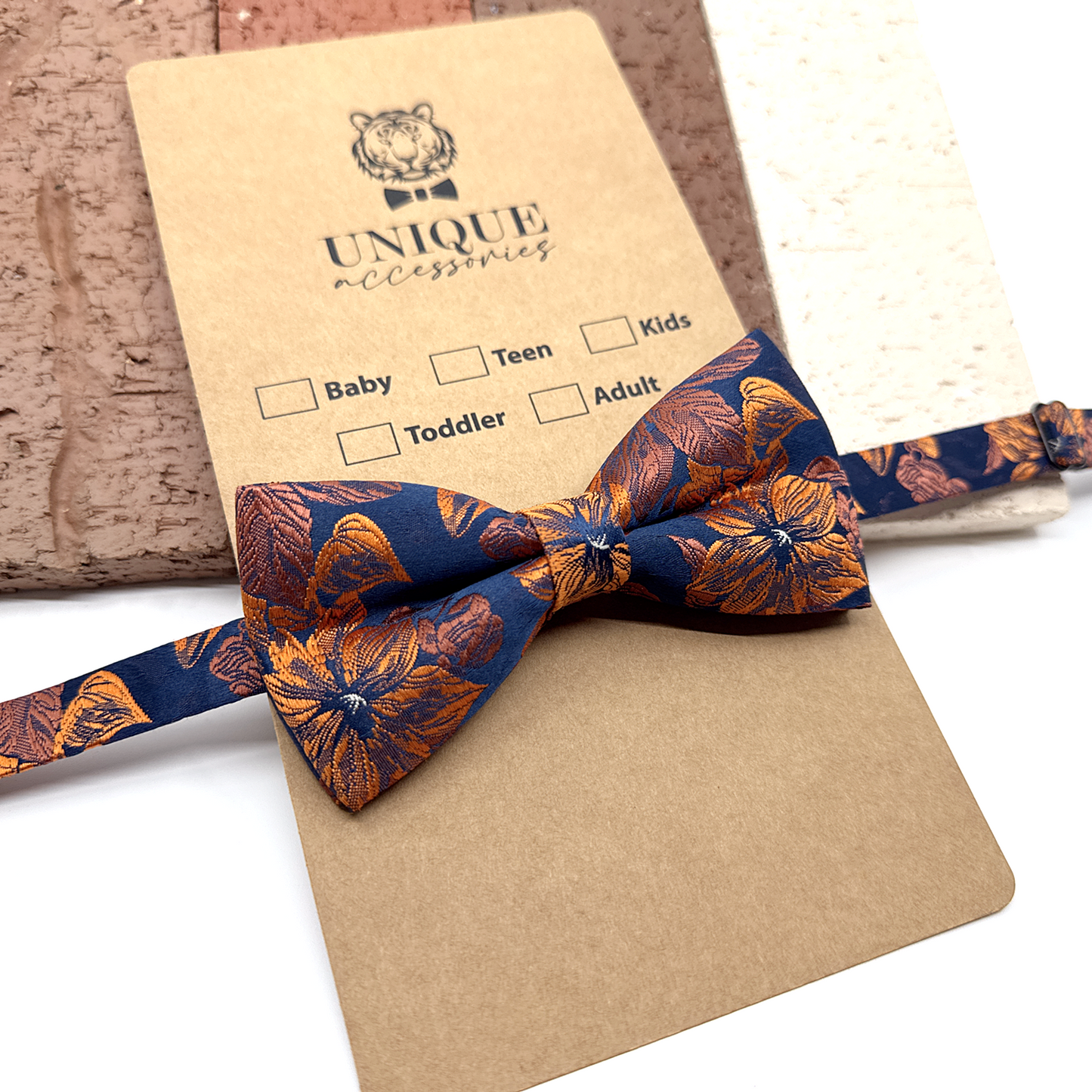Brunt Orange Floral Bowtie, Suspender Set, Groomsmen Bowties, Wedding Bowtie