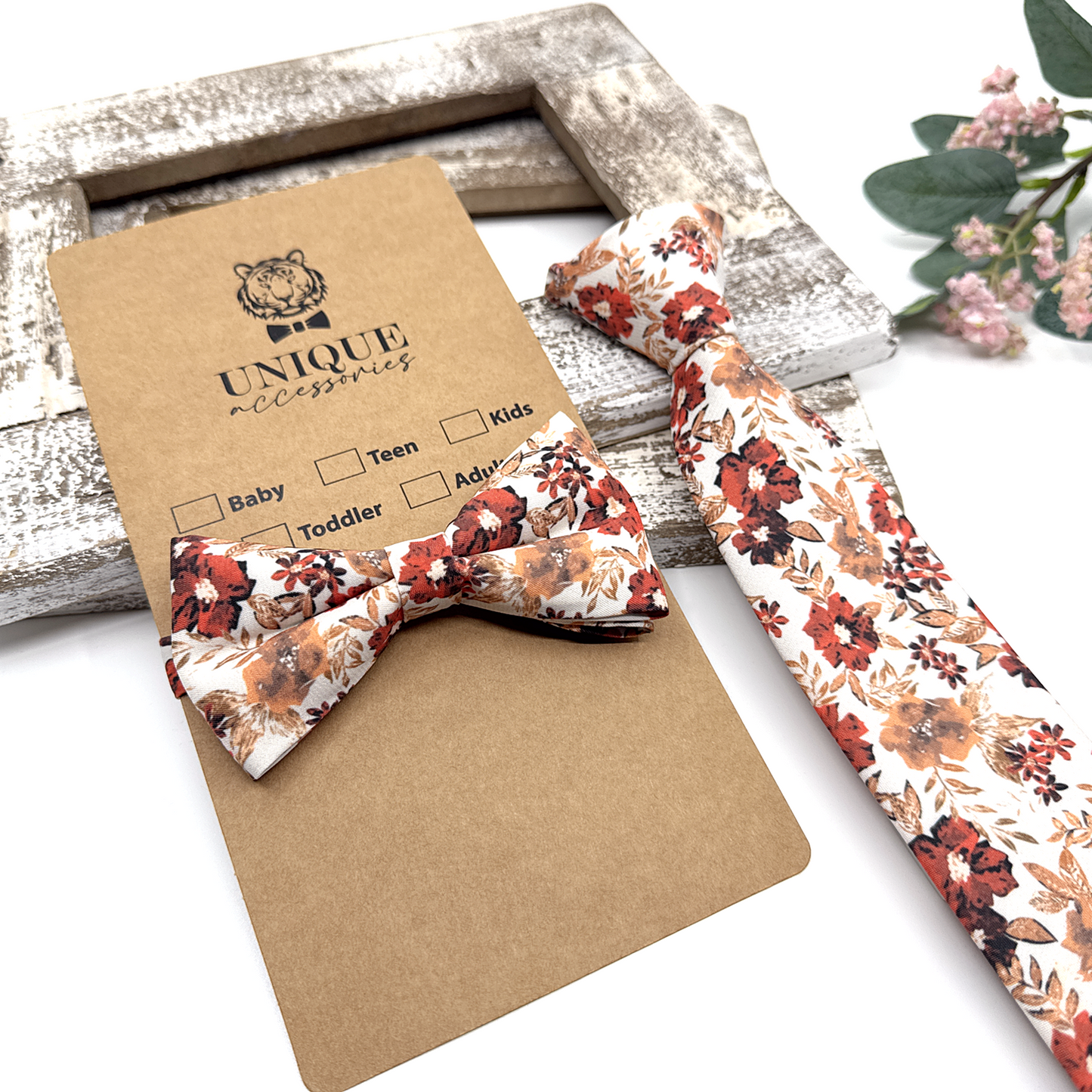 Burnt Orange Suspenders, Suspender Bowtie Set Wedding Suspenders