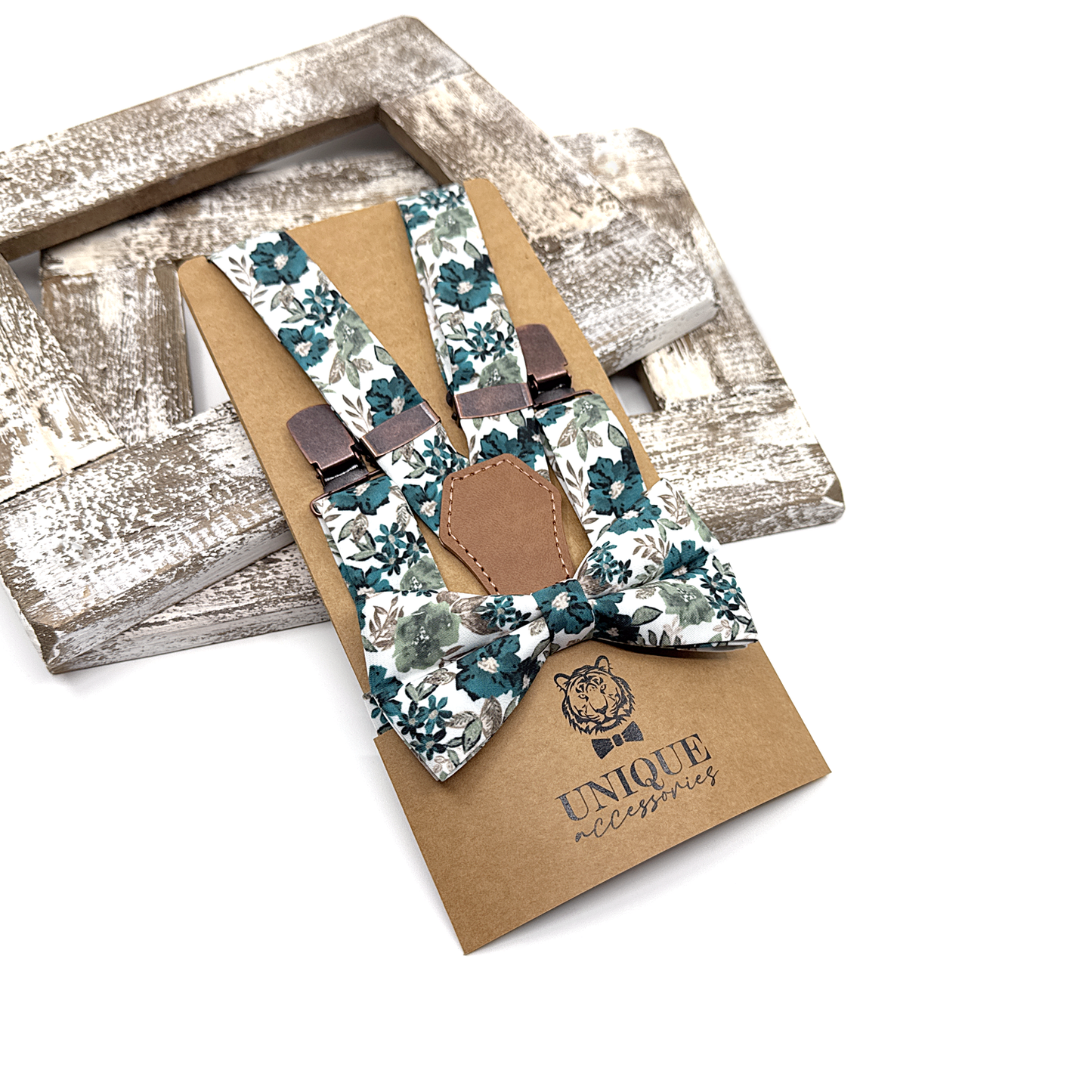Teal Blue Floral Suspenders, Floral Suspender, Wedding Suspenders, Groomsmen Suspenders