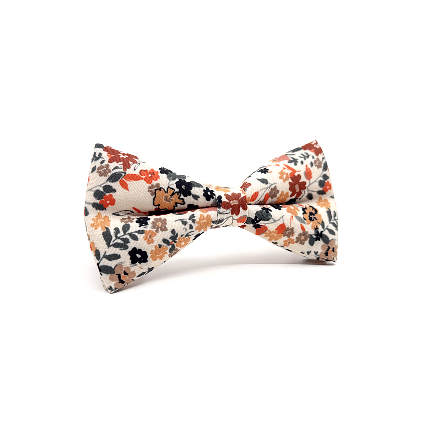 Burnt Orange Ivory Suspenders, Pale Copper Floral Bowtie, Suspender Bowtie Set