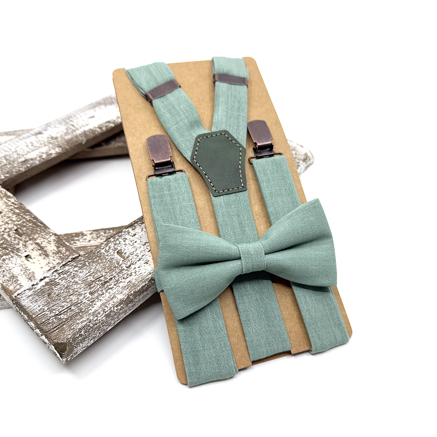Cambridge Blue Suspenders, Linen Suspender Bowtie Set, Suspender Necktie, Wedding Suspenders, Groomsmen Suspenders