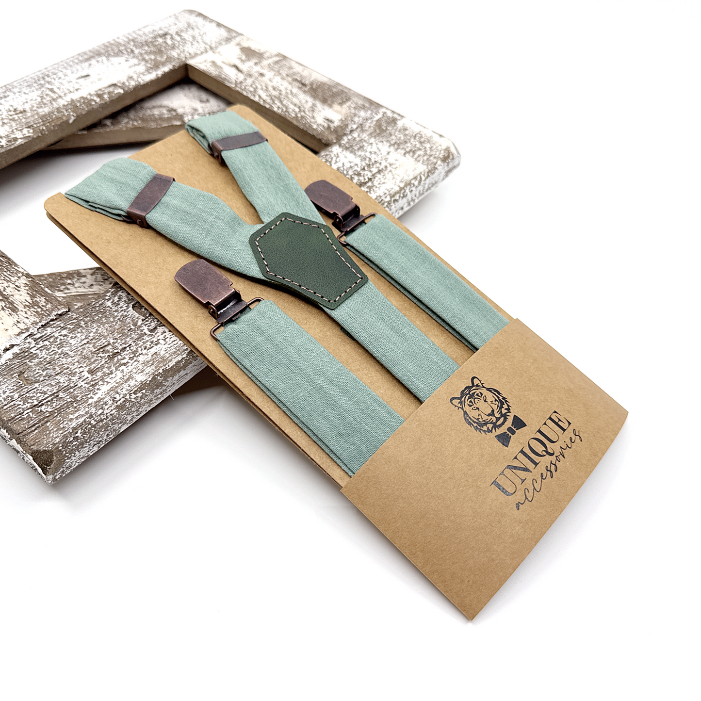 Cambridge Blue Suspenders, Linen Suspender Bowtie Set, Suspender Necktie, Wedding Suspenders, Groomsmen Suspenders
