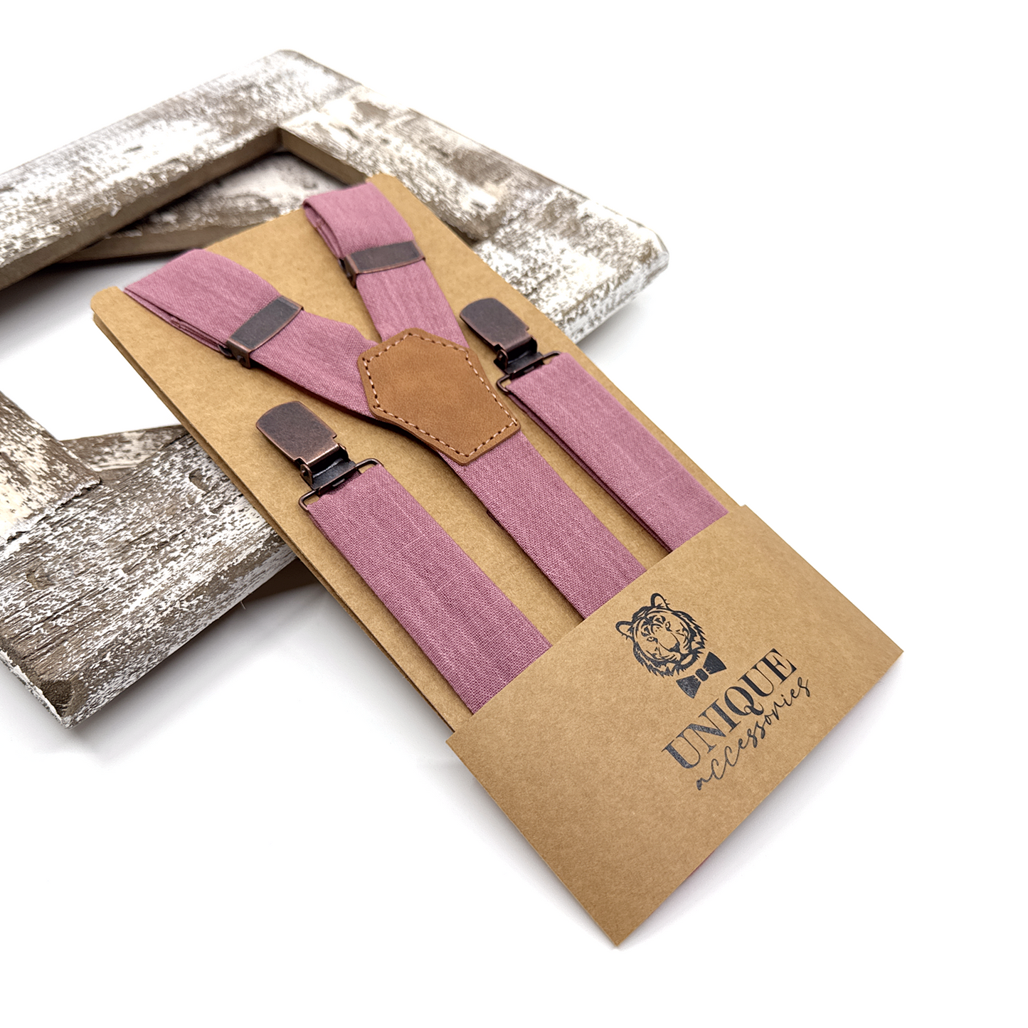 Dusty Rose Suspenders, Linen Suspender Bowtie Set, Suspender Necktie, Wedding Suspenders, Groomsmen Suspenders
