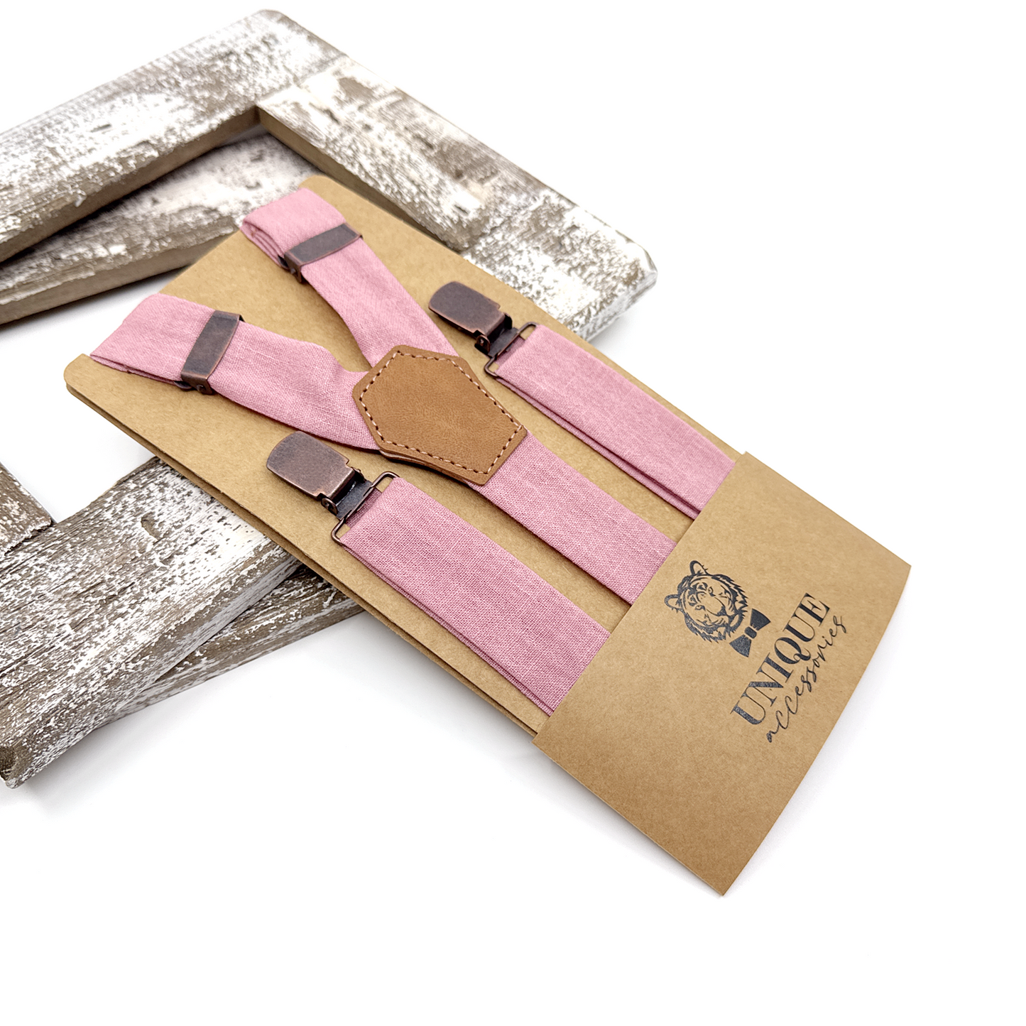 Pink Suspenders, Linen Suspender, Groom Suspender Set, Wedding Suspenders