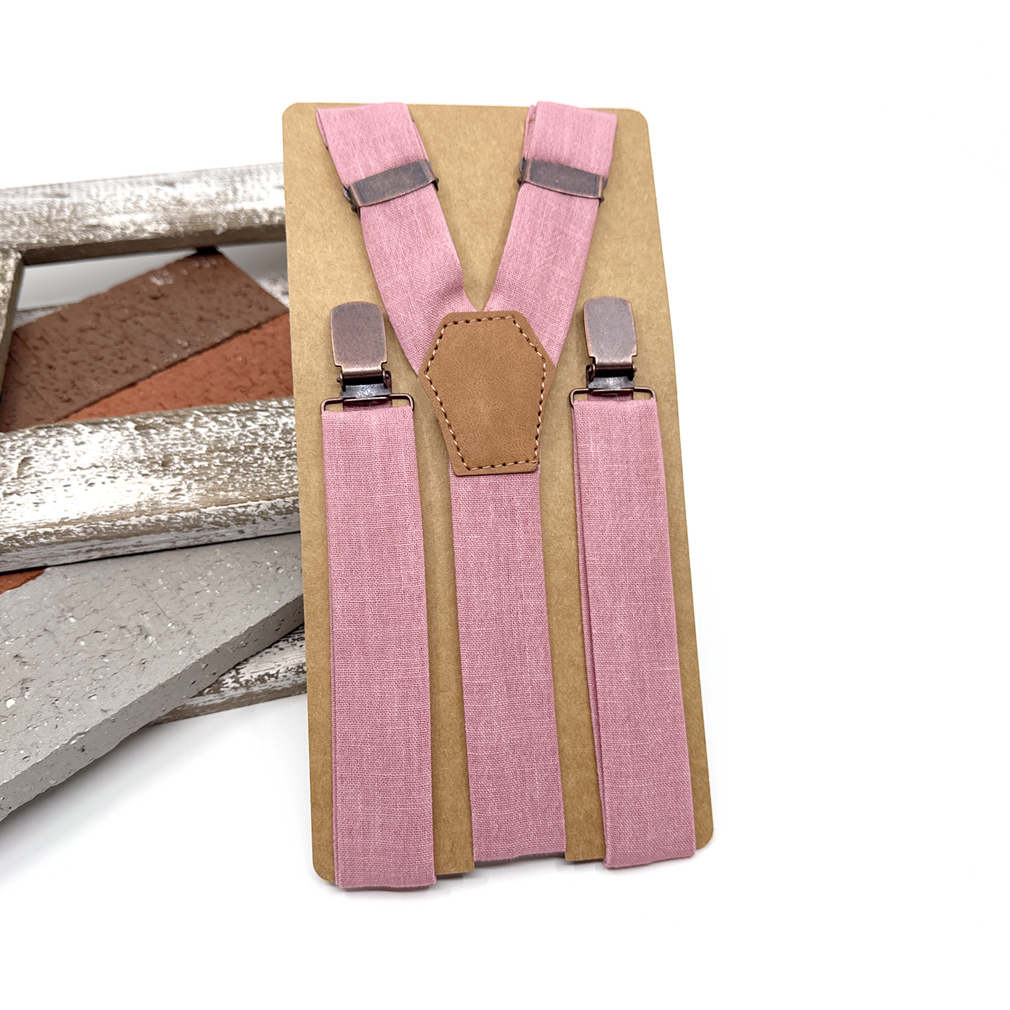 Pink Suspenders, Linen Suspender, Groom Suspender Set, Wedding Suspenders