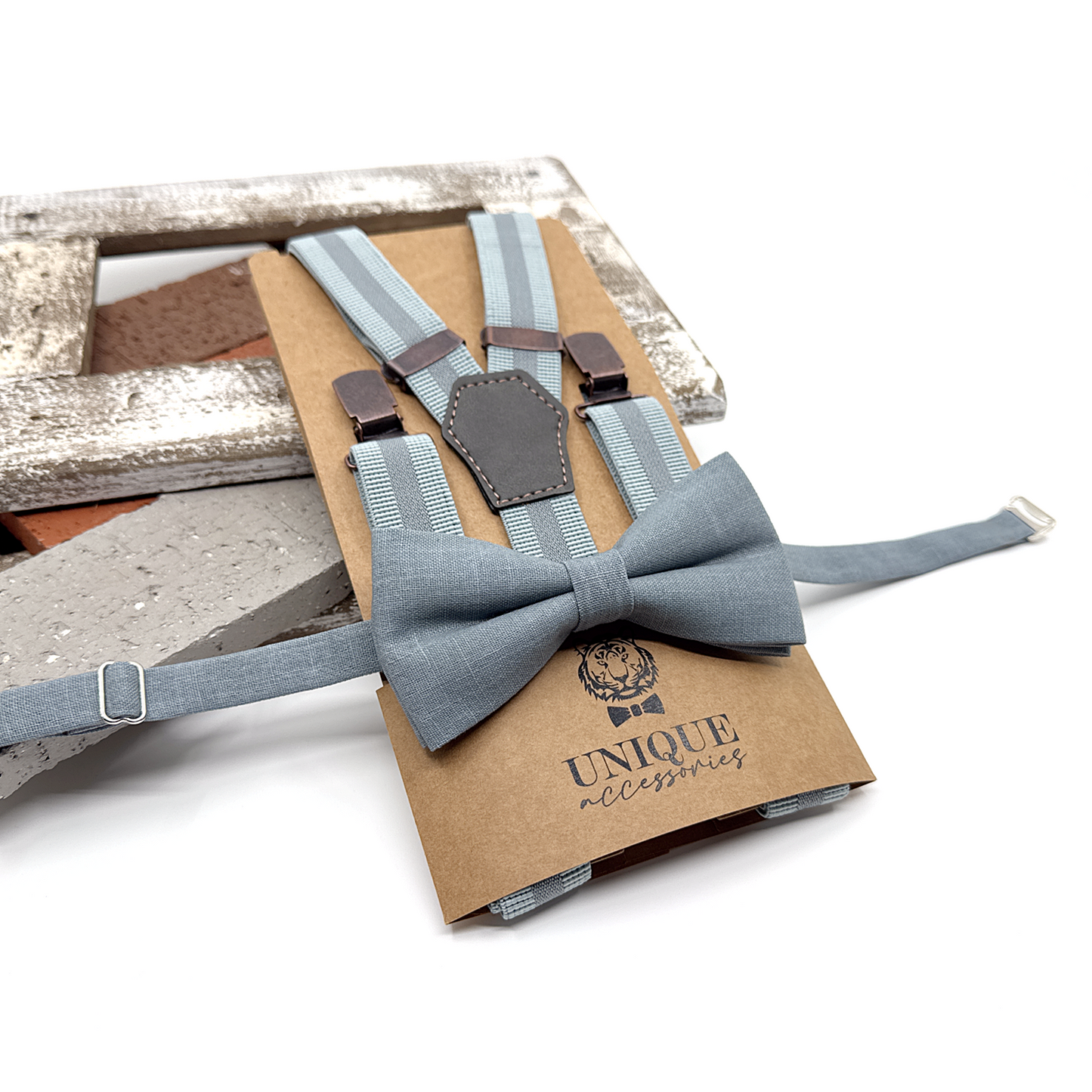 Dusty Blue Suspenders, Men Suspender, Groom Suspender Set, Wedding Suspenders