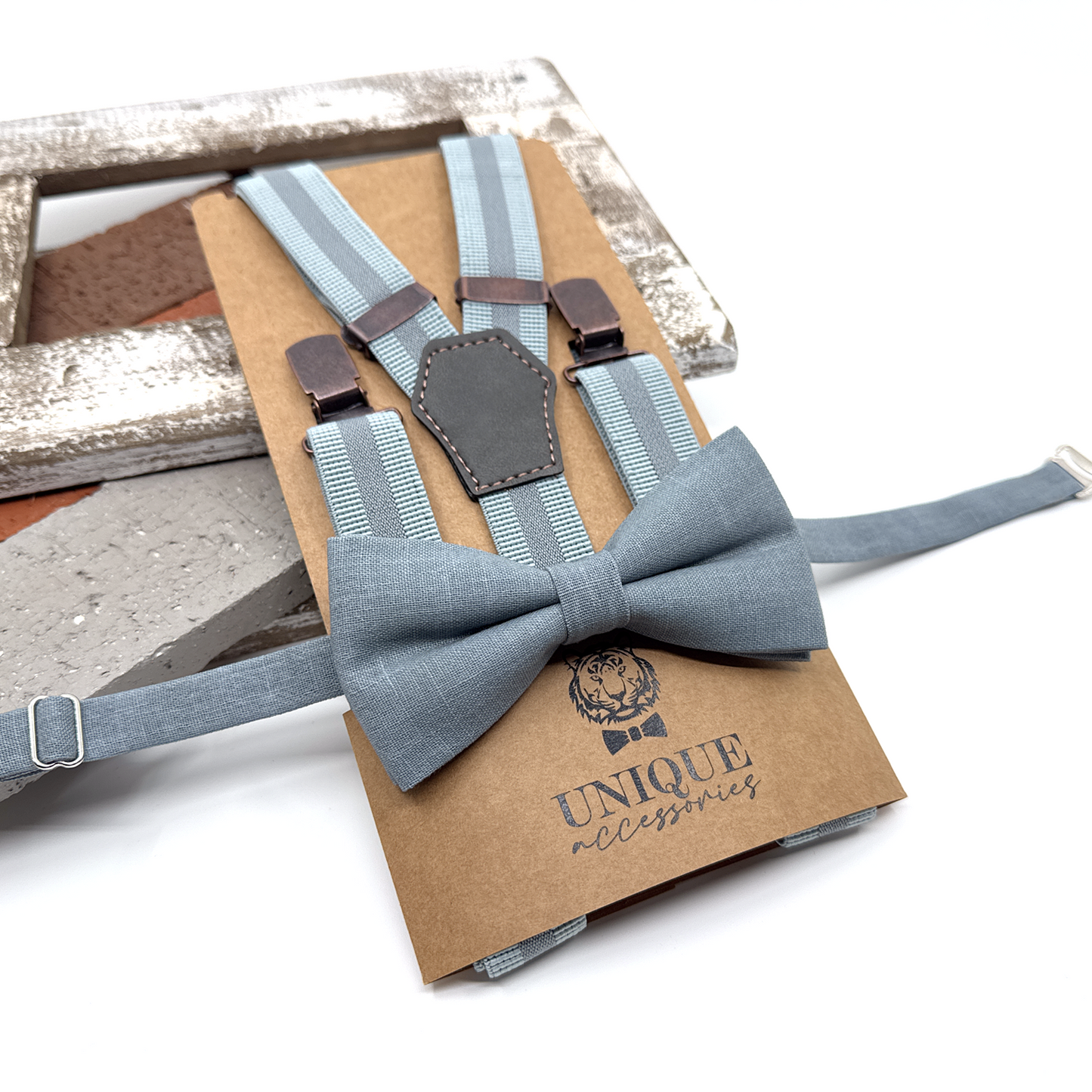 Dusty Blue Suspenders, Men Suspender, Groom Suspender Set, Wedding Suspenders