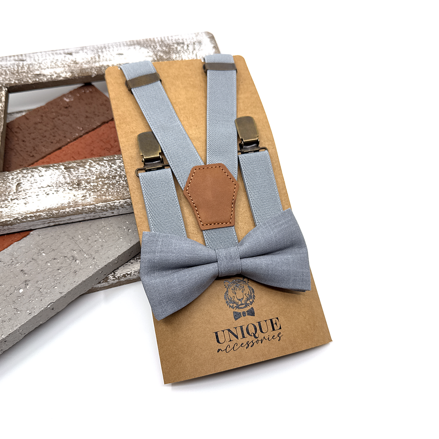 Gray Suspenders, Men Suspender, Groom Suspender Set, Wedding Suspenders