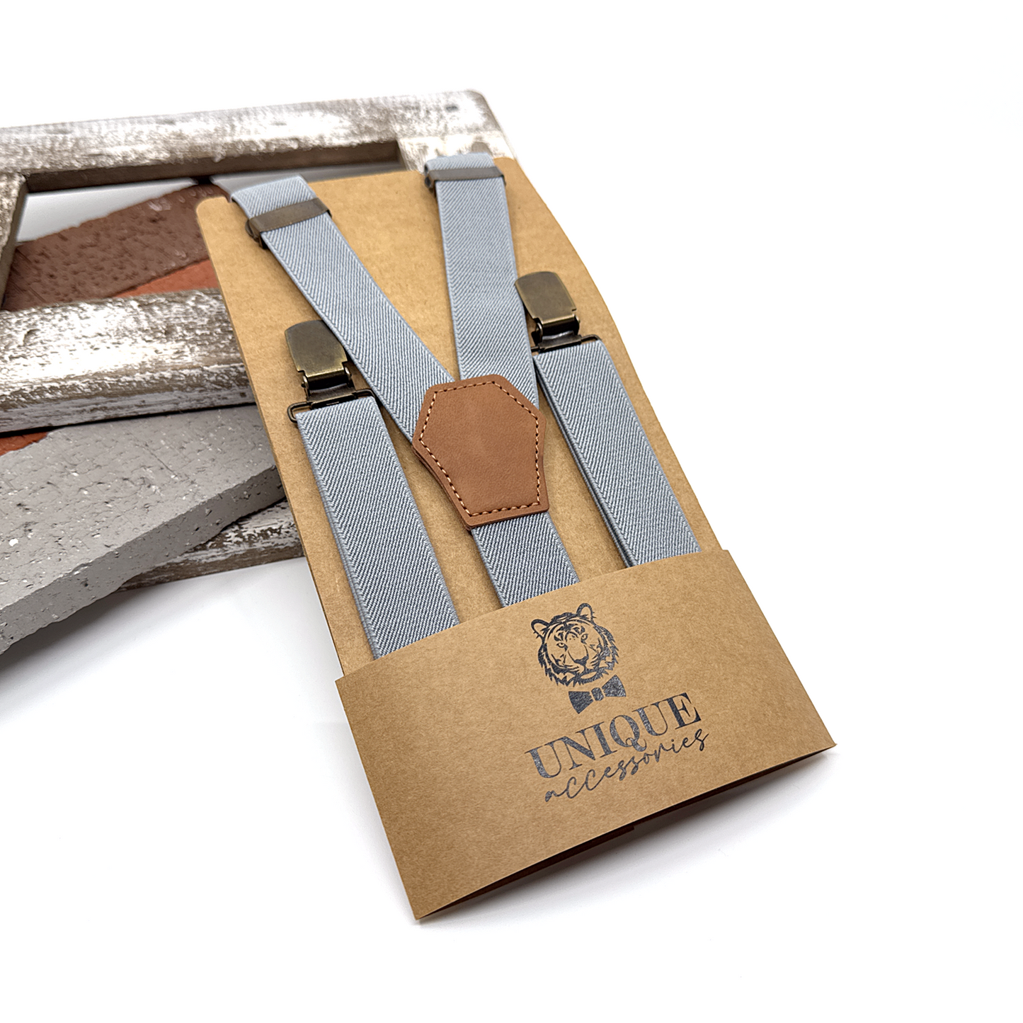 Gray Suspenders, Men Suspender, Groom Suspender Set, Wedding Suspenders