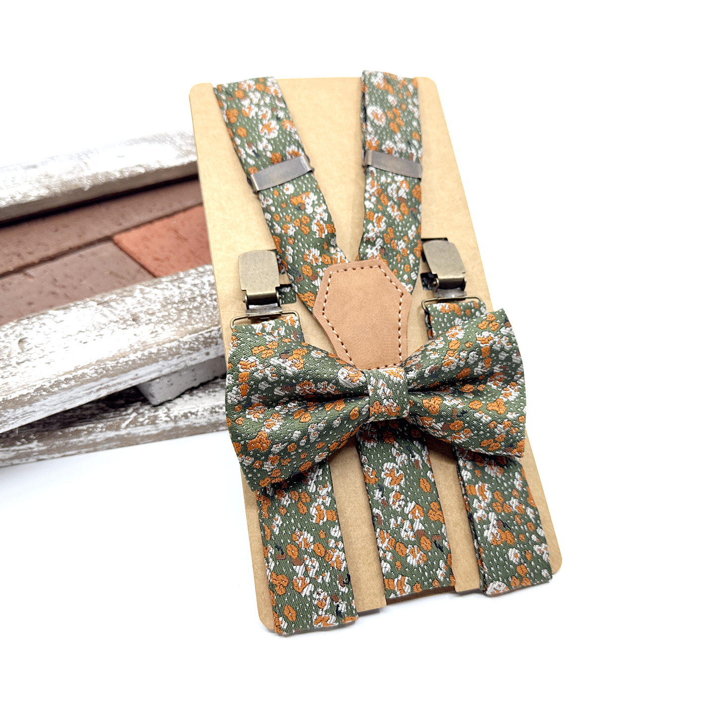 Green Suspenders, Brunt Floral Suspender, Men Suspender, Wedding Suspenders