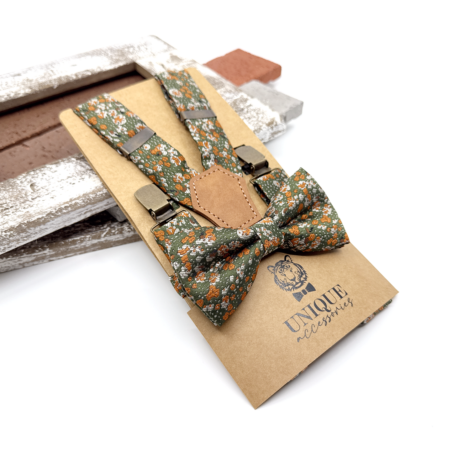 Green Suspenders, Brunt Floral Suspender, Men Suspender, Wedding Suspenders