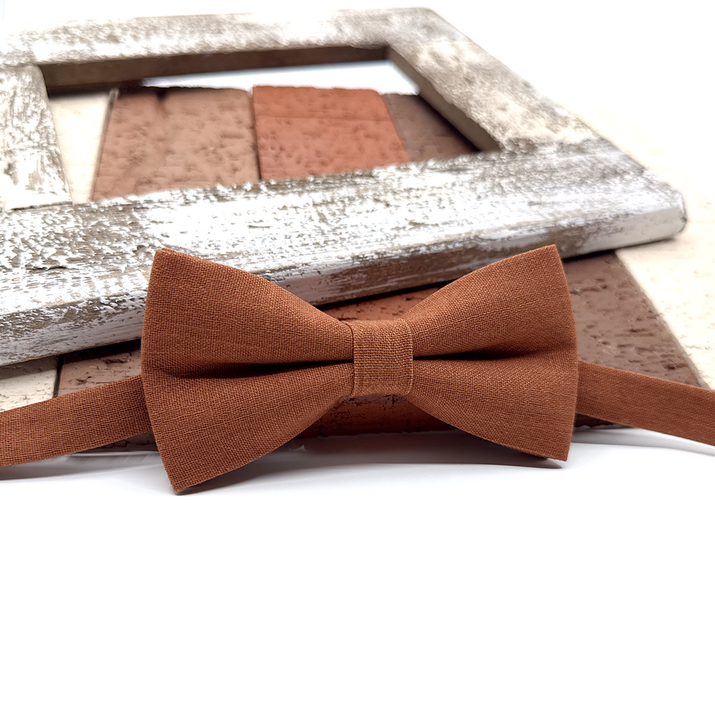 Brunt Orange Suspenders, Linen Terracotta Bowtie, Suspender Bowtie Set, Wedding Suspenders