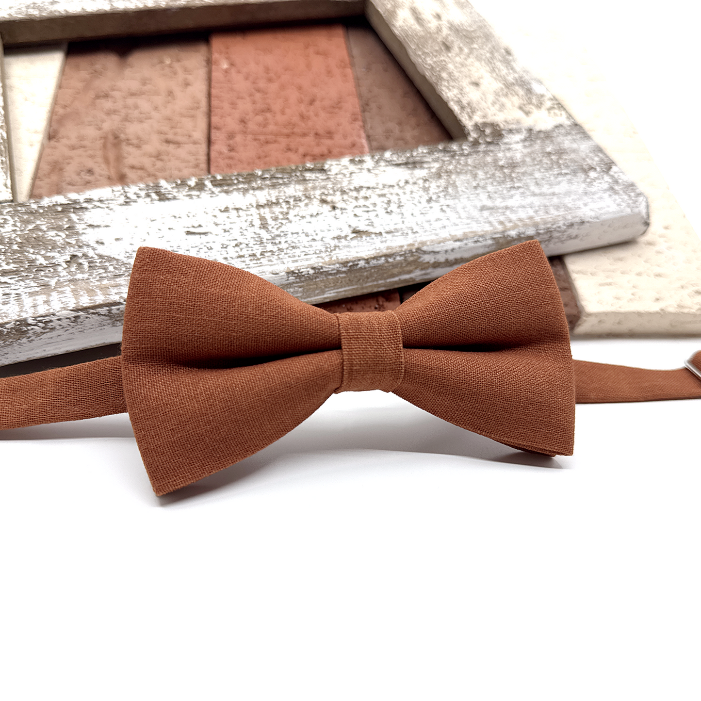 Brunt Orange Suspenders, Linen Terracotta Bowtie, Suspender Bowtie Set, Wedding Suspenders