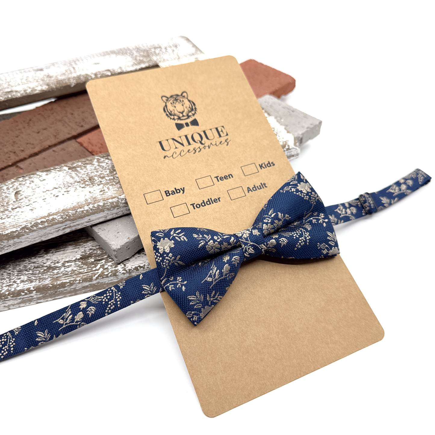 Navy Blue Suspenders, Beige Floral Suspender, Suspender Bowtie Set, Groom Gift, Wedding Suspenders, Groomsmen Suspenders