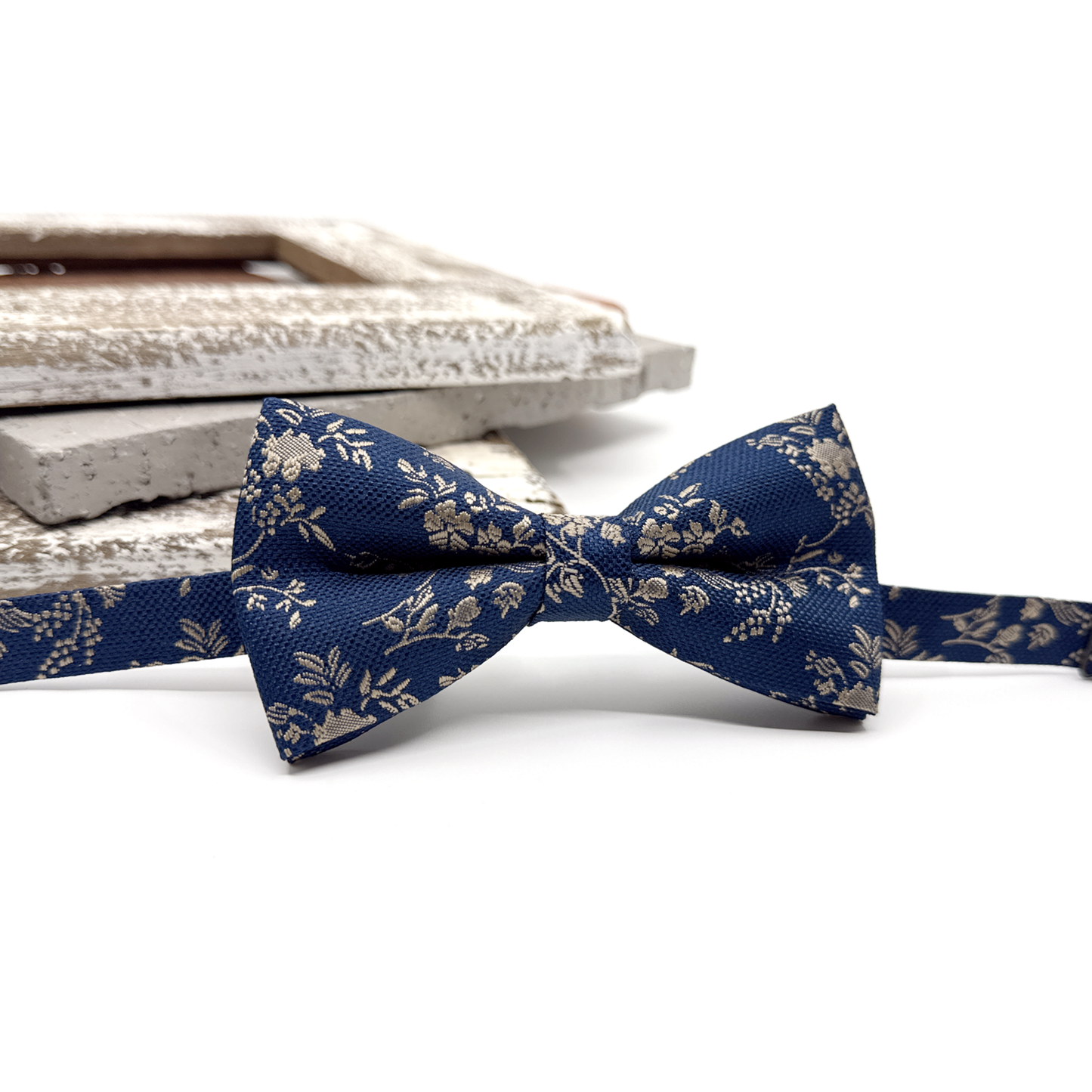 Navy Blue Suspenders, Beige Floral Suspender, Suspender Bowtie Set, Groom Gift, Wedding Suspenders, Groomsmen Suspenders