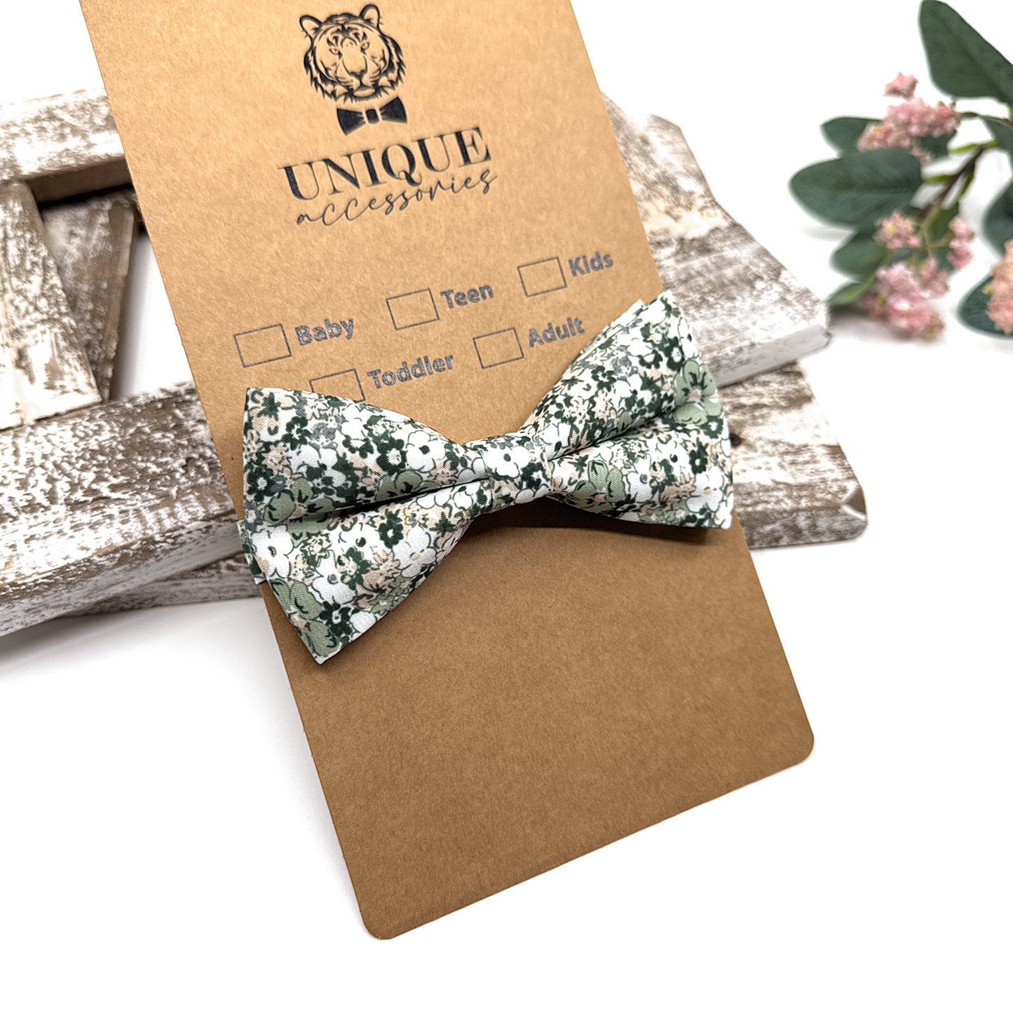 Dusty Pale Green Floral Necktie, Floral Men Necktie, Wedding Floral Ties