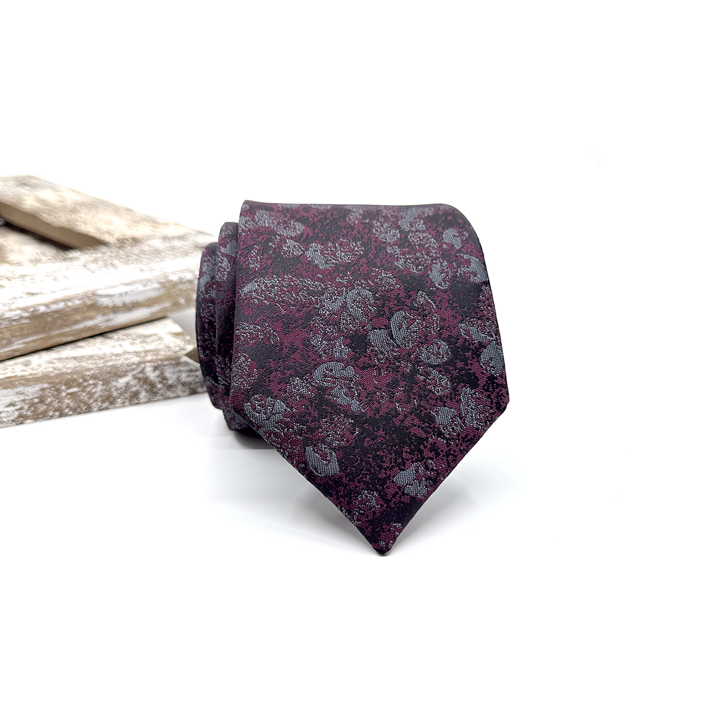 Floral Necktie, Wine Floral Necktie, Tie for Mens, Groom neckties, Wedding tie, Groomsmen Necktie
