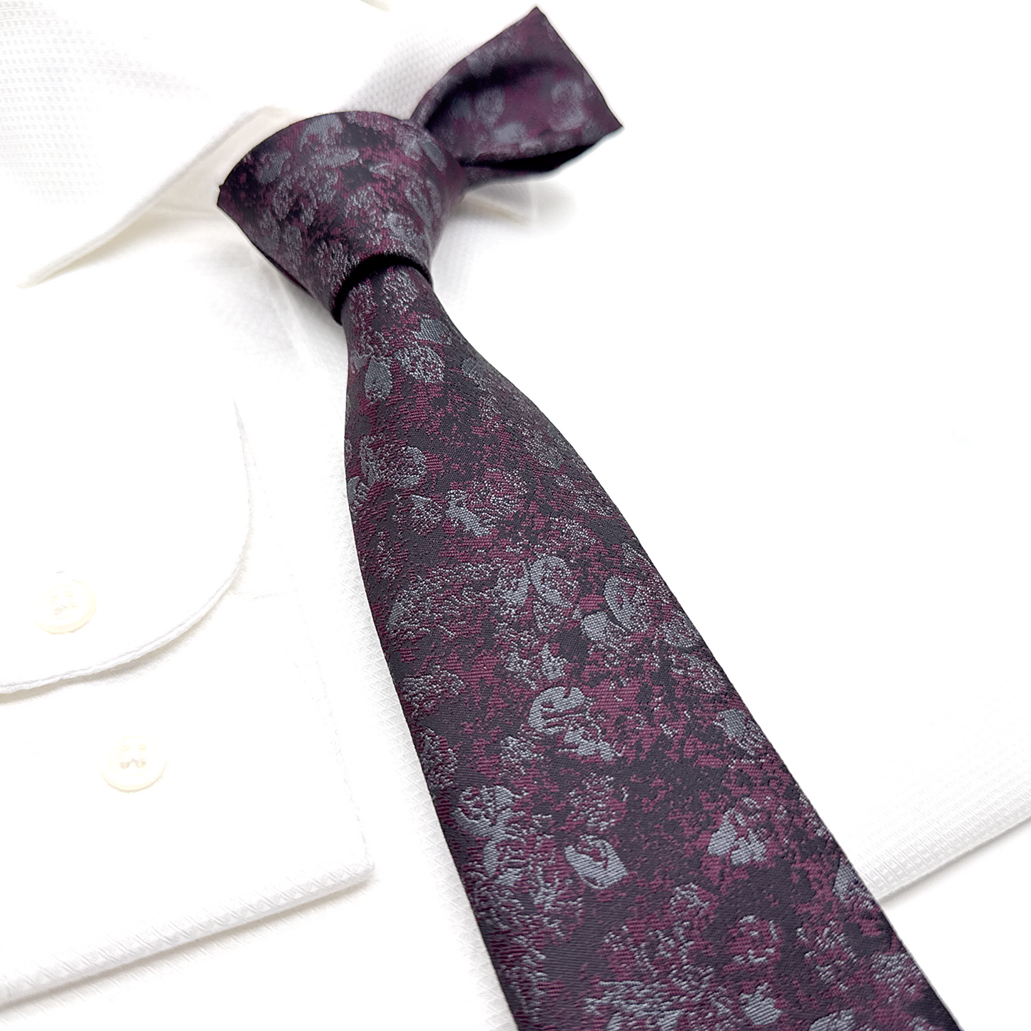 Floral Necktie, Wine Floral Necktie, Tie for Mens, Groom neckties, Wedding tie, Groomsmen Necktie