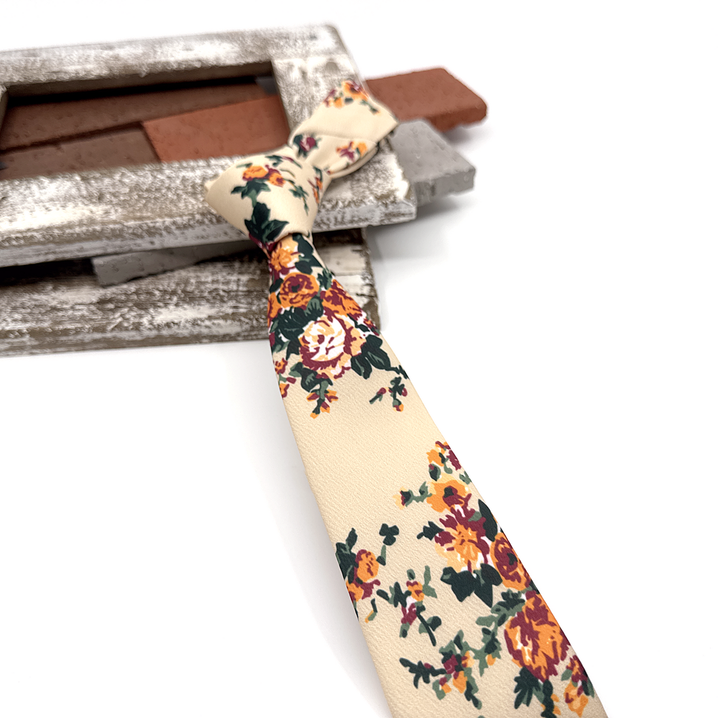 Ivory Necktie, Floral Necktie, Wedding Floral Ties, Groomsmen Floral Necktie, Groom Gift Tie, Weddings Tie