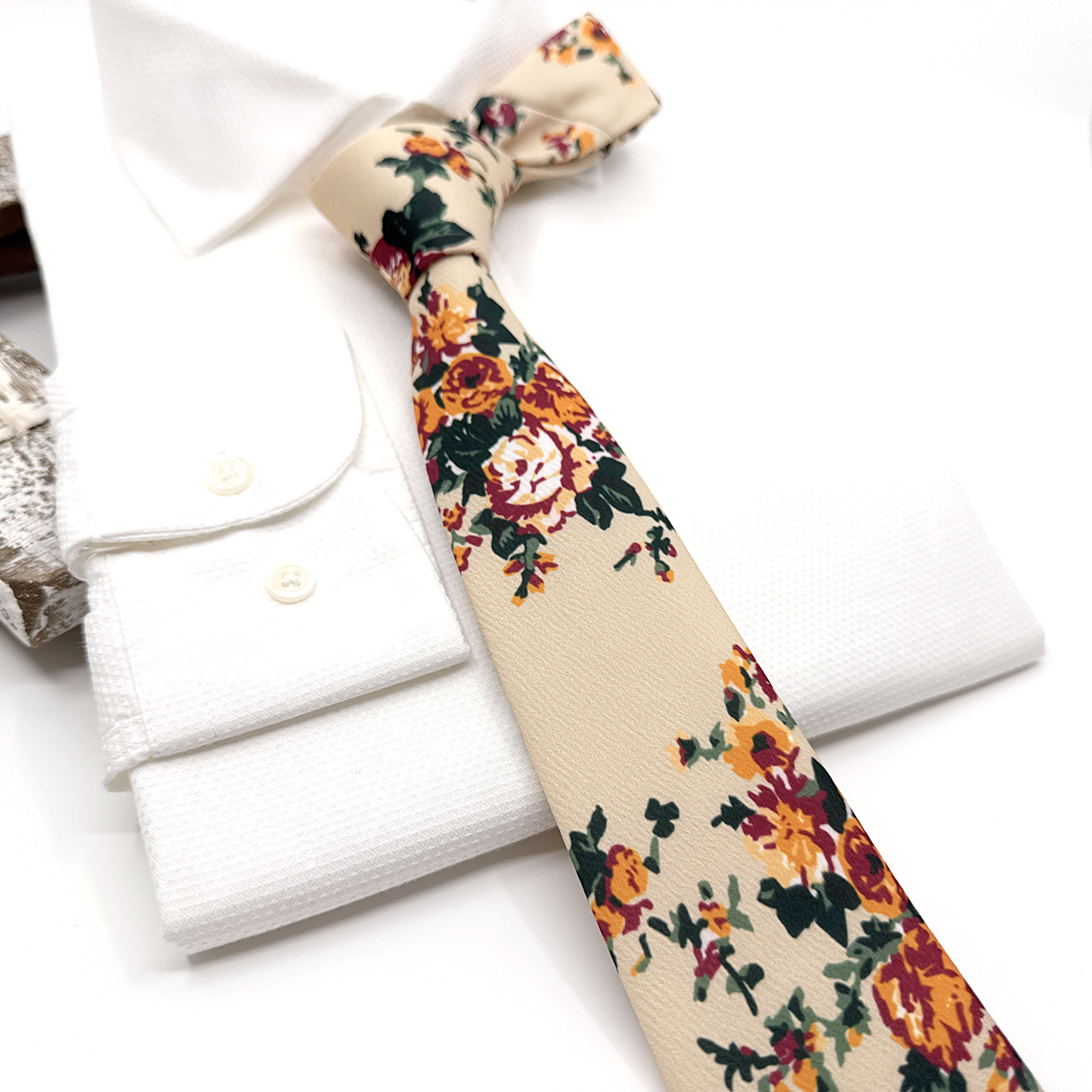 Ivory Necktie, Floral Necktie, Wedding Floral Ties, Groomsmen Floral Necktie, Groom Gift Tie, Weddings Tie