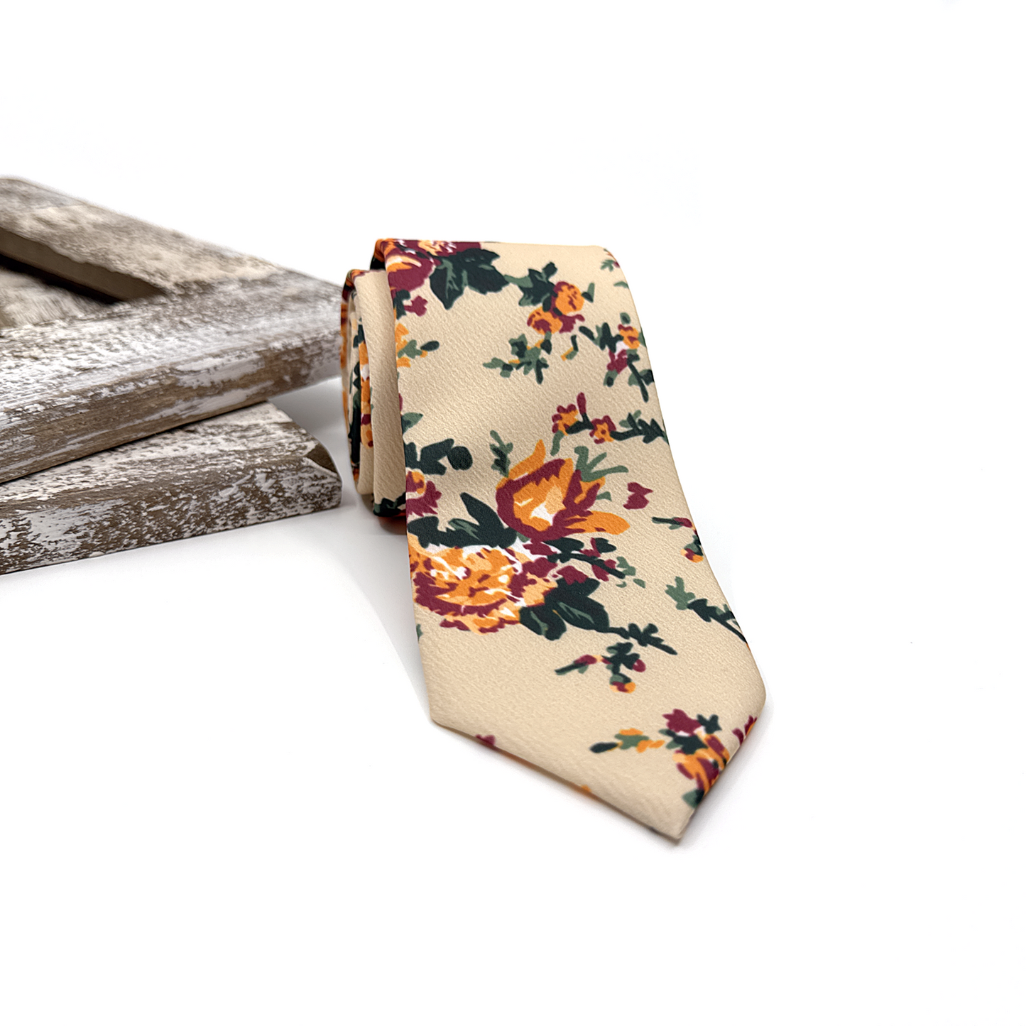 Ivory Necktie, Floral Necktie, Wedding Floral Ties, Groomsmen Floral Necktie, Groom Gift Tie, Weddings Tie