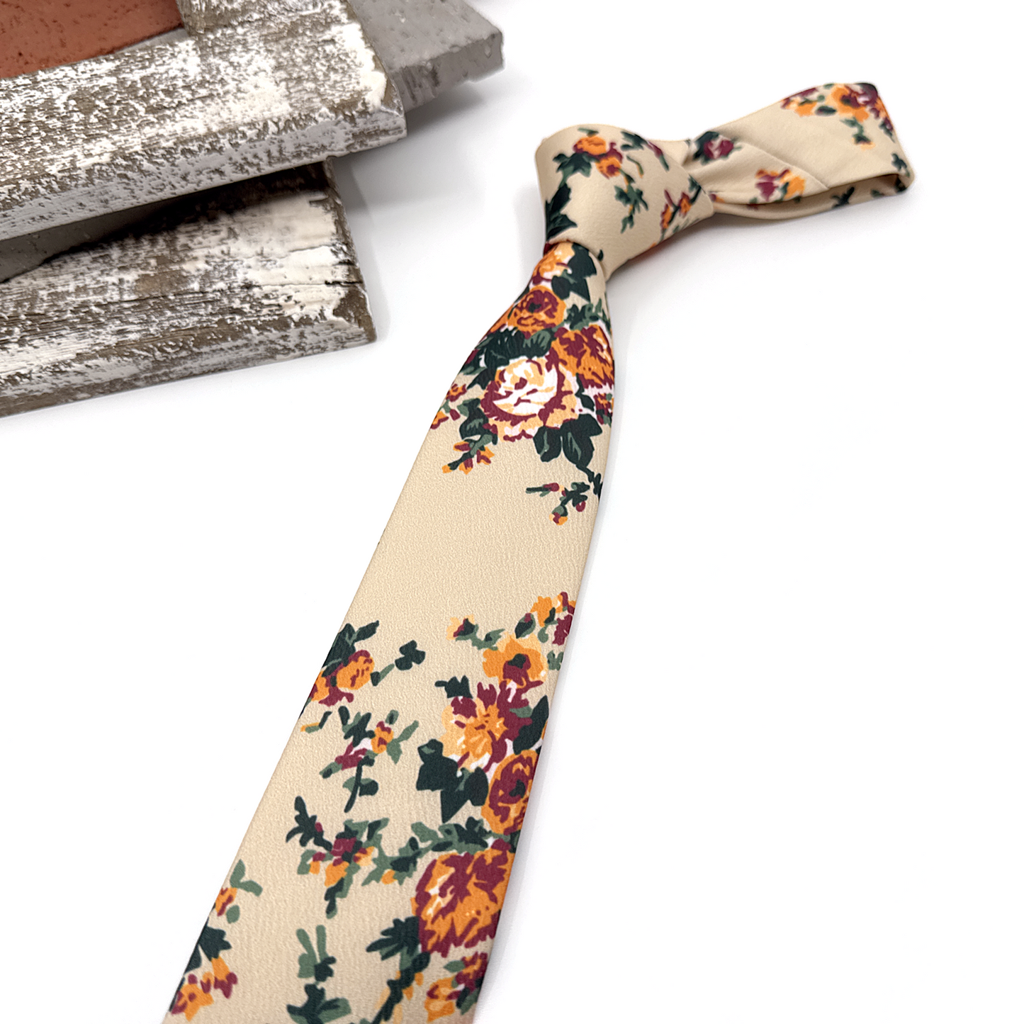 Ivory Necktie, Floral Necktie, Wedding Floral Ties, Groomsmen Floral Necktie, Groom Gift Tie, Weddings Tie