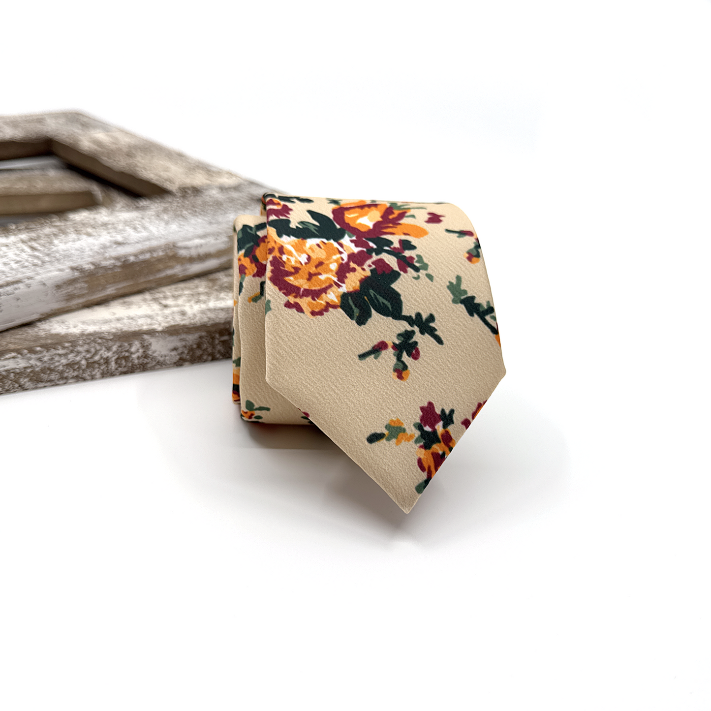 Ivory Necktie, Floral Necktie, Wedding Floral Ties, Groomsmen Floral Necktie, Groom Gift Tie, Weddings Tie