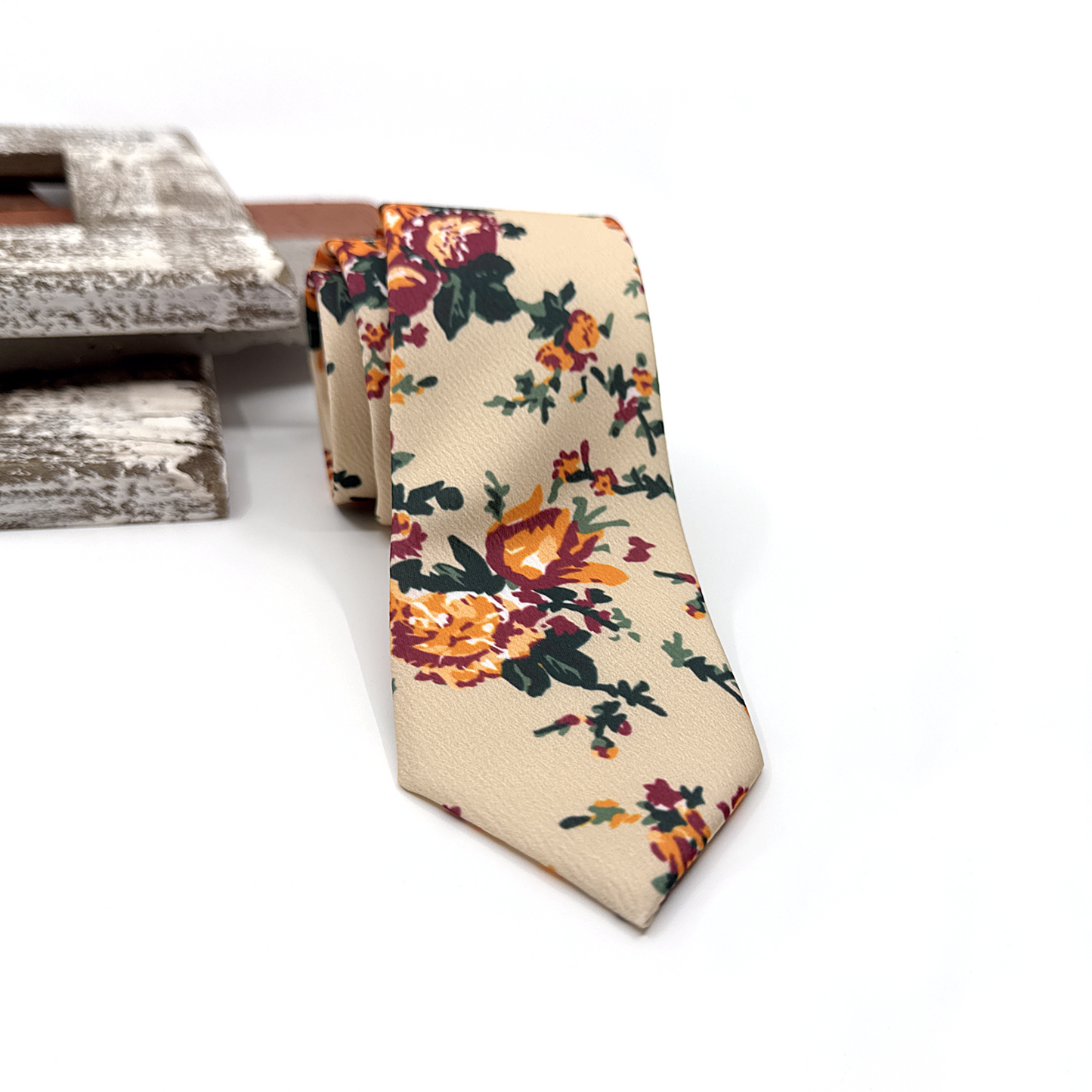 Ivory Necktie, Floral Necktie, Wedding Floral Ties, Groomsmen Floral Necktie, Groom Gift Tie, Weddings Tie