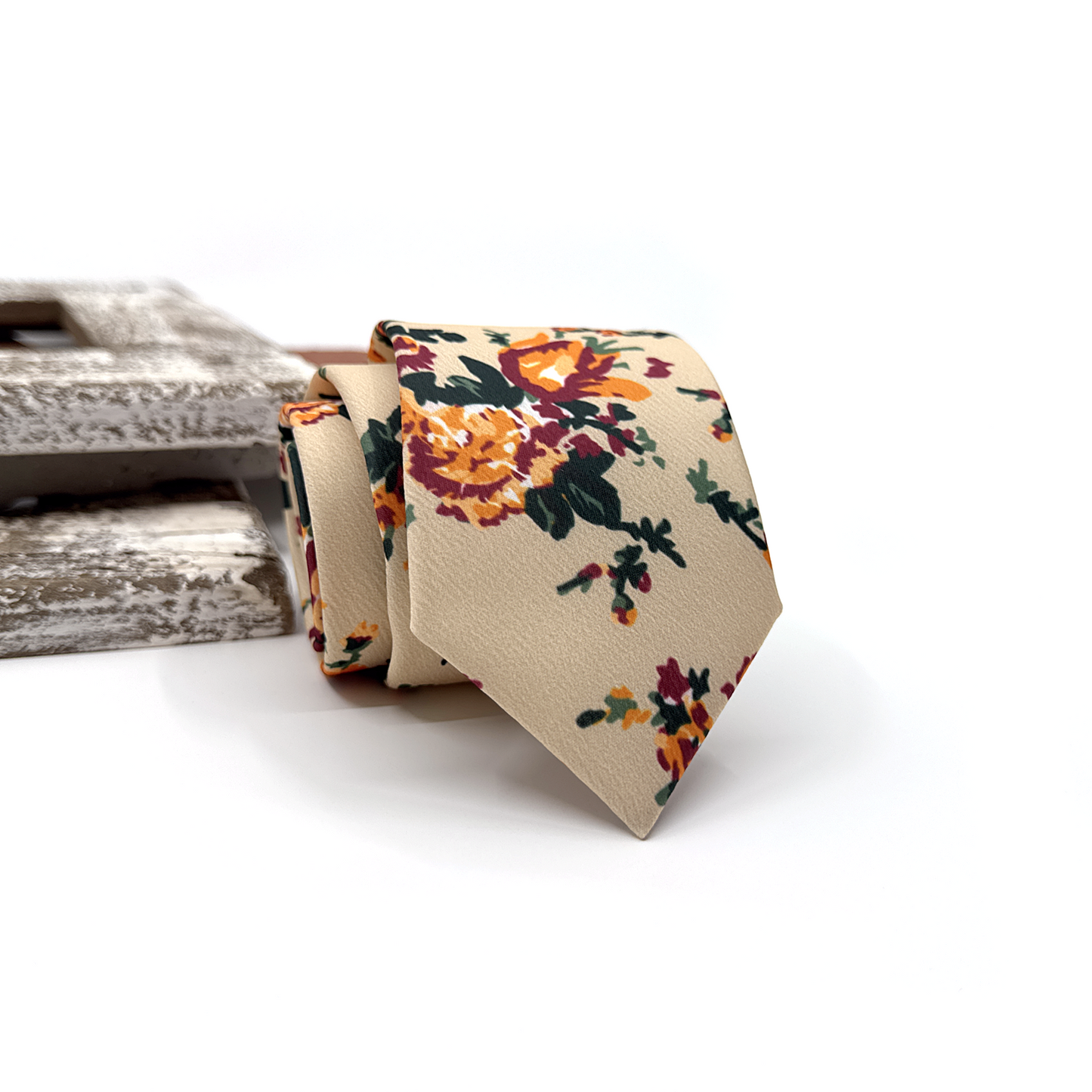 Ivory Necktie, Floral Necktie, Wedding Floral Ties, Groomsmen Floral Necktie, Groom Gift Tie, Weddings Tie
