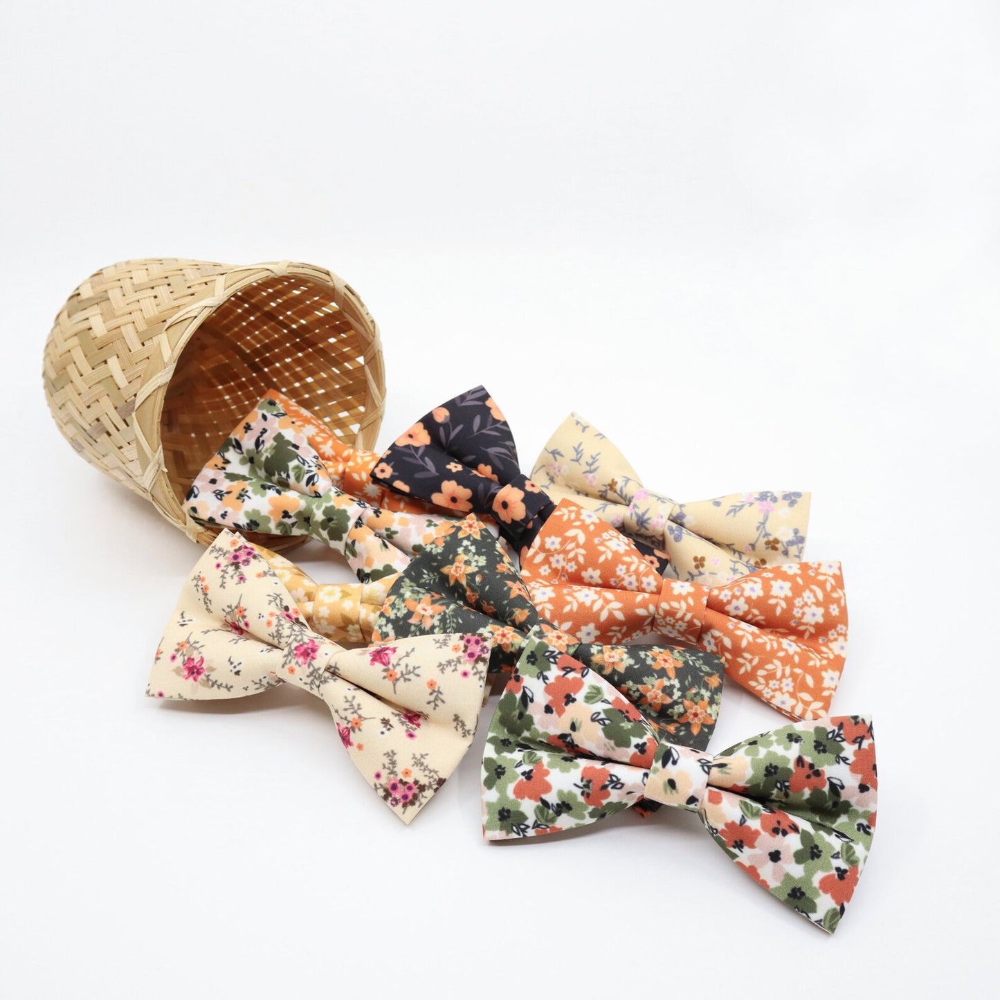 Copper Rust Orange Floral Bow tie, Wedding Bowtie For Men