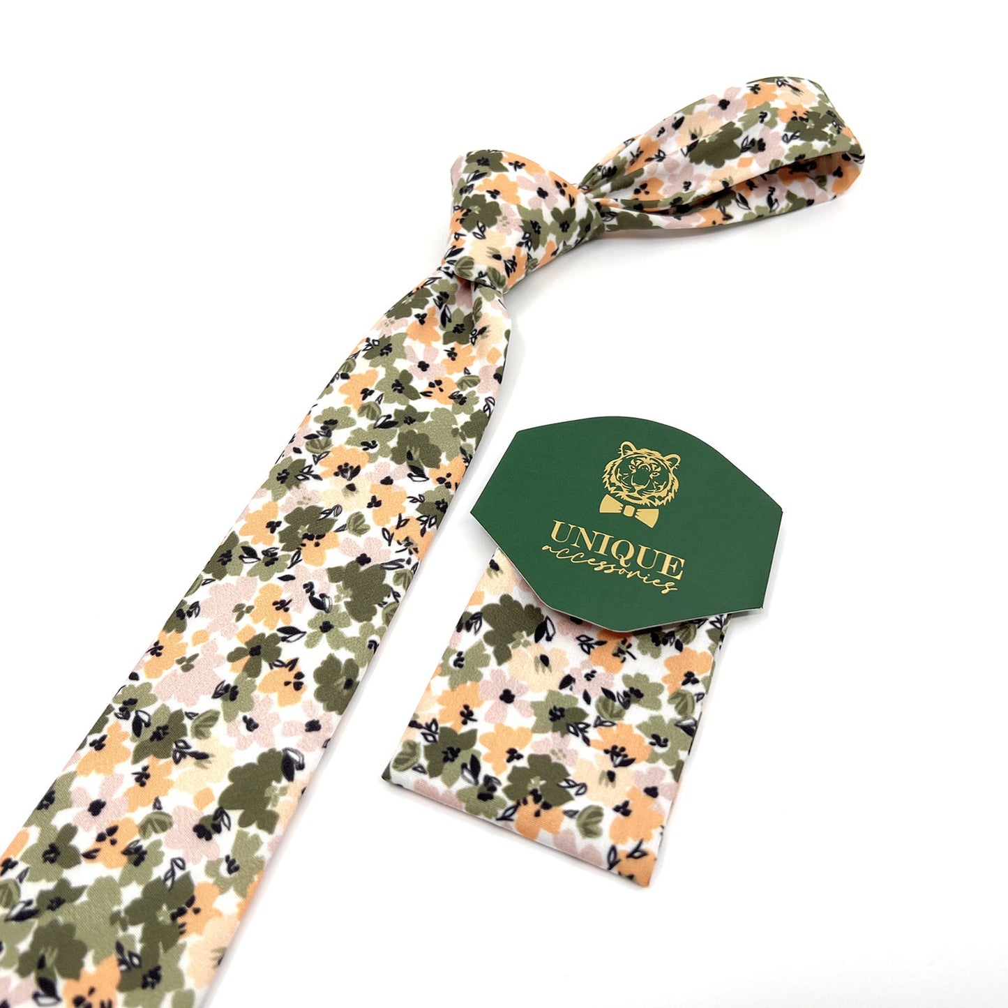 Green Floral Necktie, Groomsmen Neckties, Wedding Floral Neckties, Groom Necktie, Men Neckties