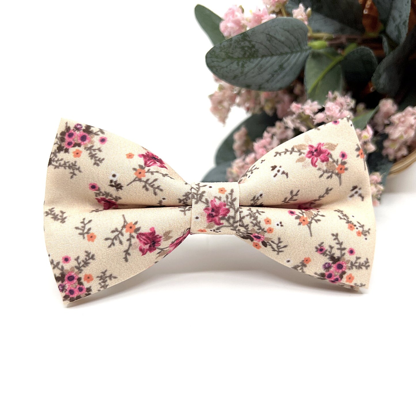 Beige Men Necktie, Floral Neckties, Wedding Floral Neckties, Groom Necktie