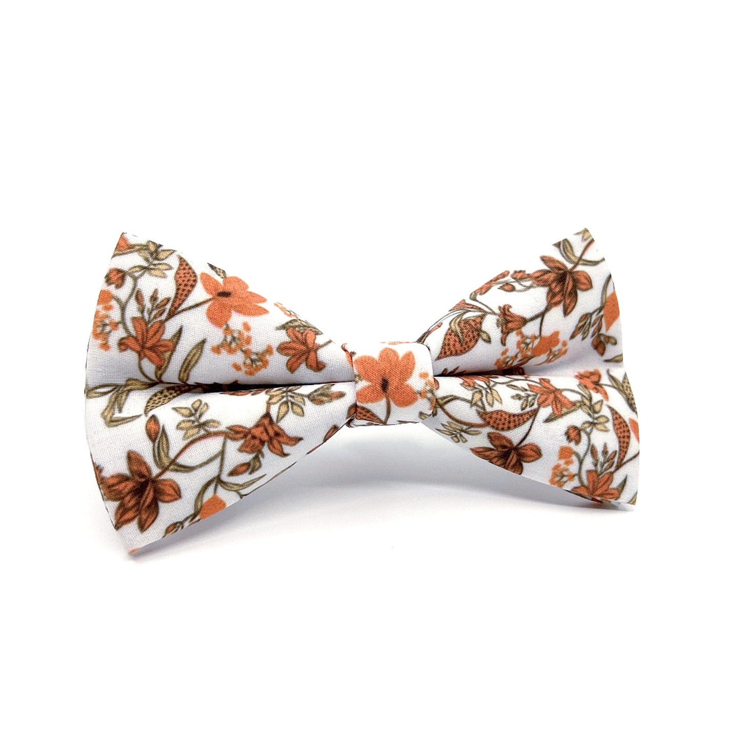 Copper Rust Orange Floral Bow tie, Wedding Bowtie For Men