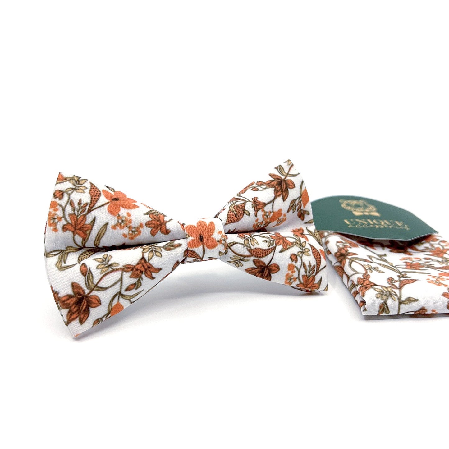 Copper Rust Orange Floral Bow tie, Wedding Bowtie For Men