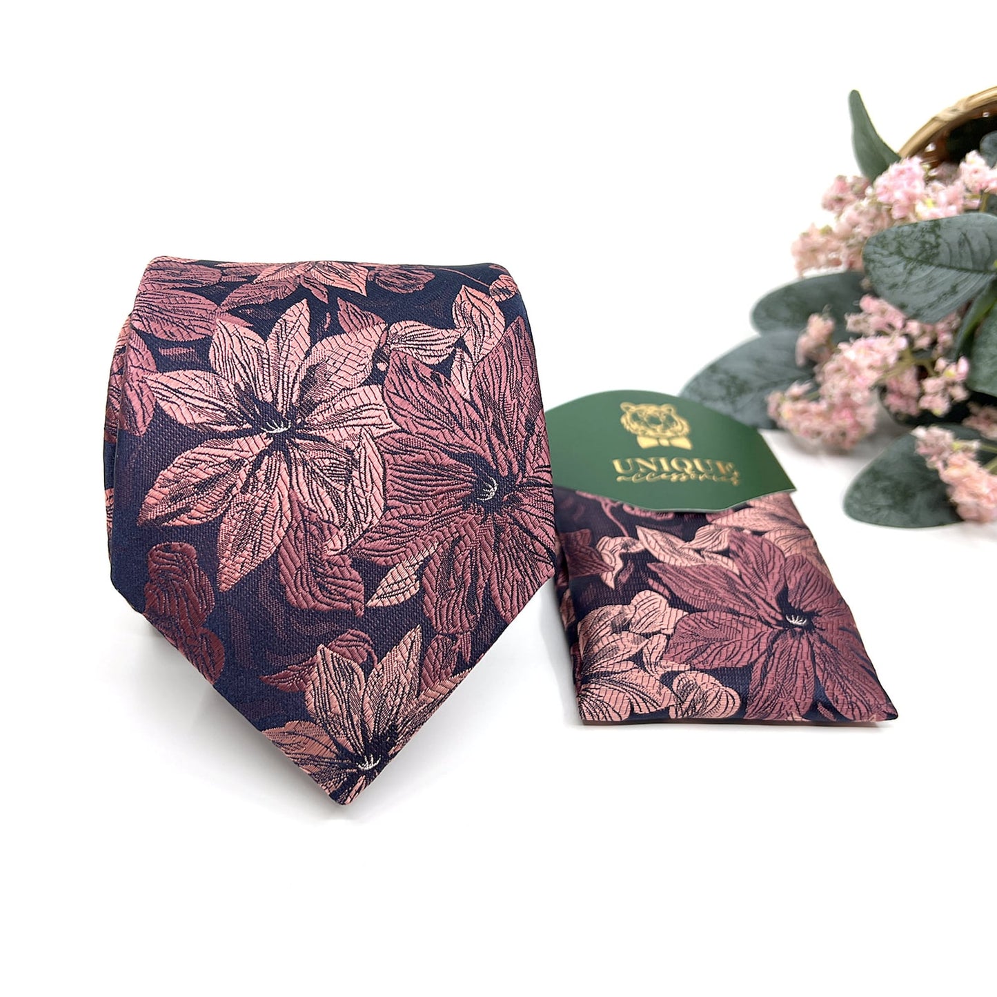 Dusty Rose Floral Necktie, Mens Neckties, Wedding Necktie, Goom Necktie