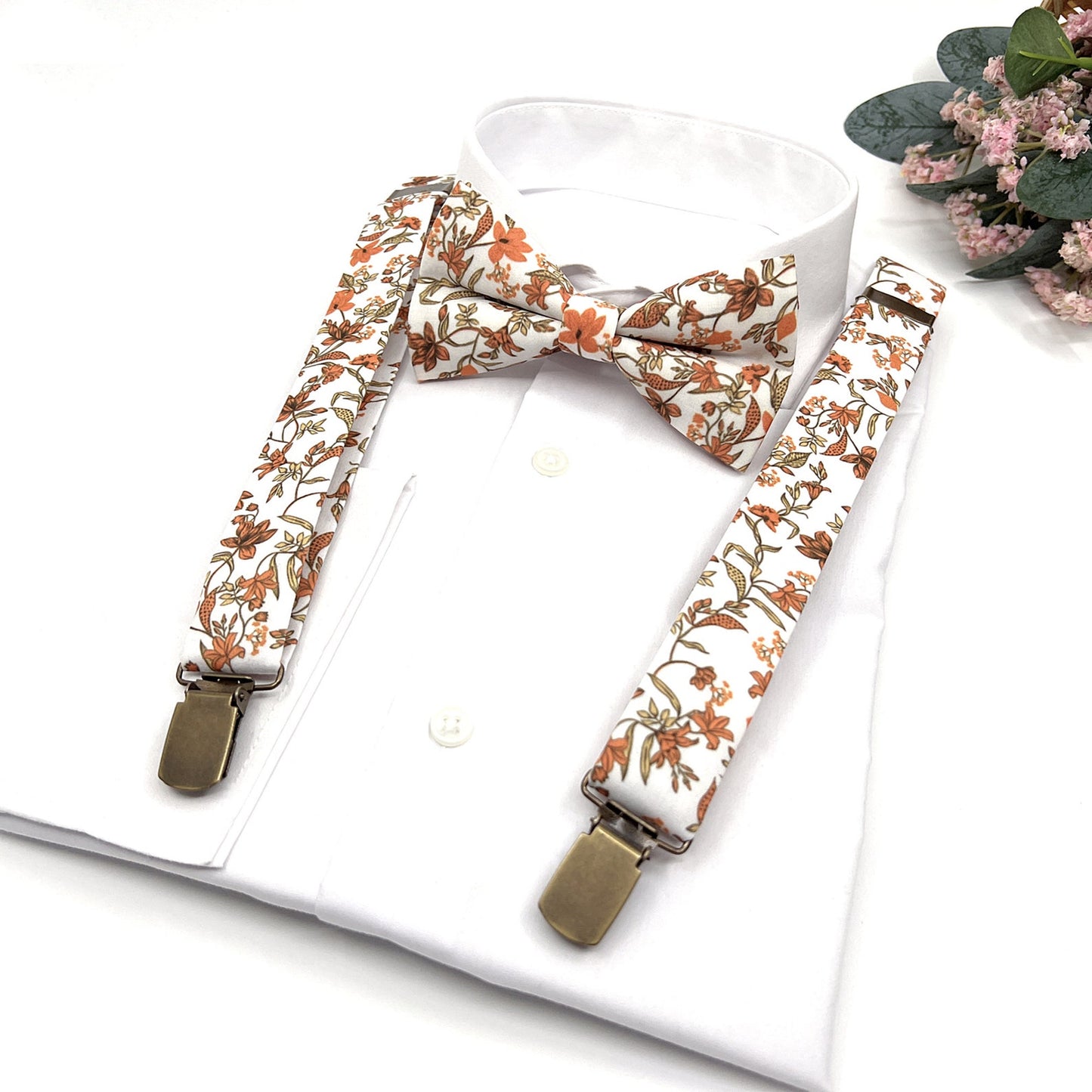 Floral Suspenders, Suspender Bowtie, Wedding Suspenders, Groomsmen Suspenders