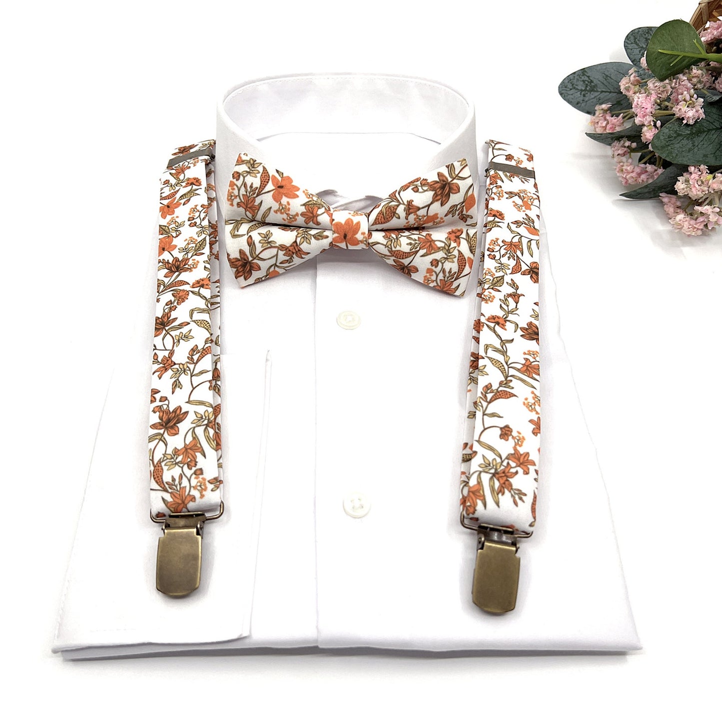 Floral Suspenders, Suspender Bowtie, Wedding Suspenders, Groomsmen Suspenders