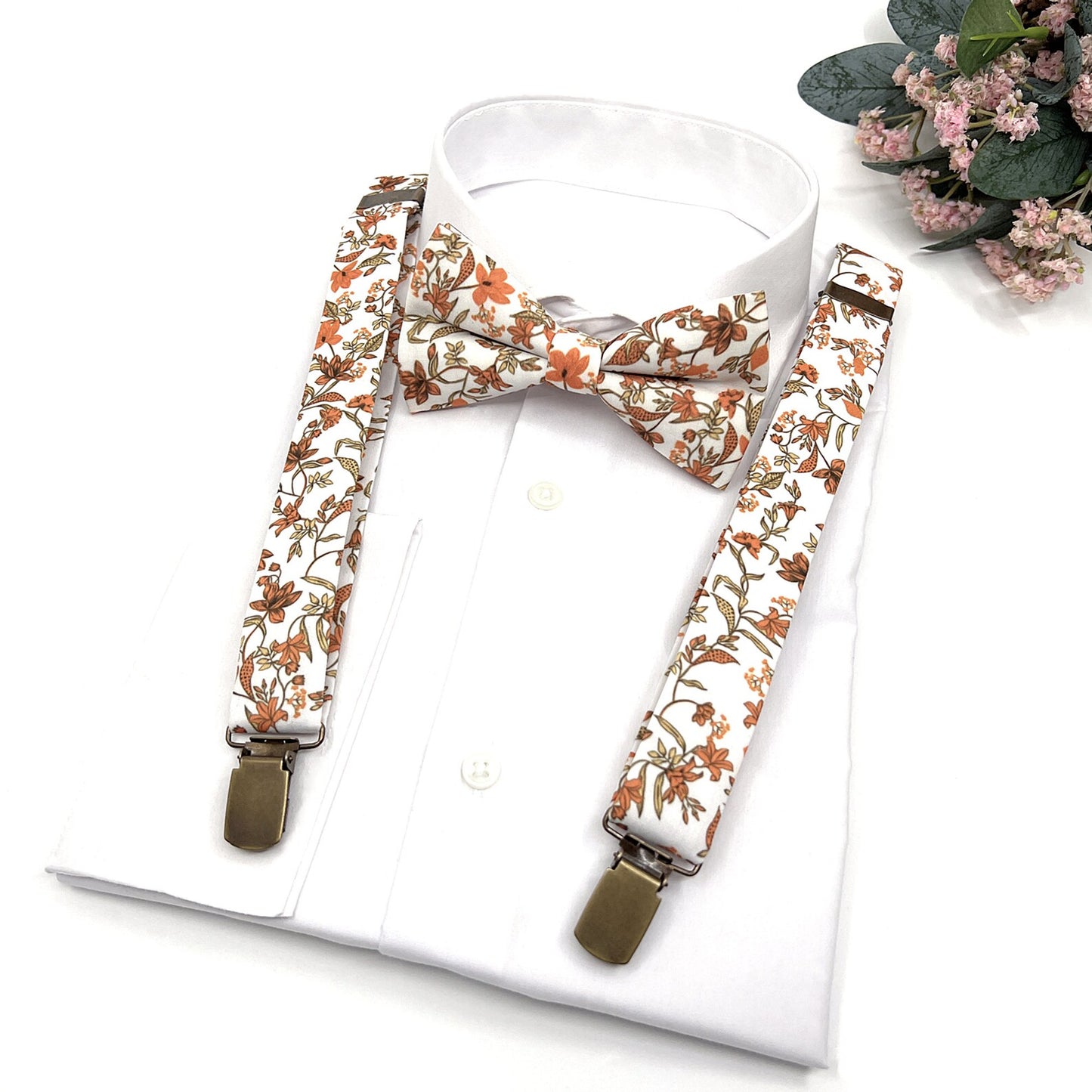 Floral Suspenders, Suspender Bowtie, Wedding Suspenders, Groomsmen Suspenders