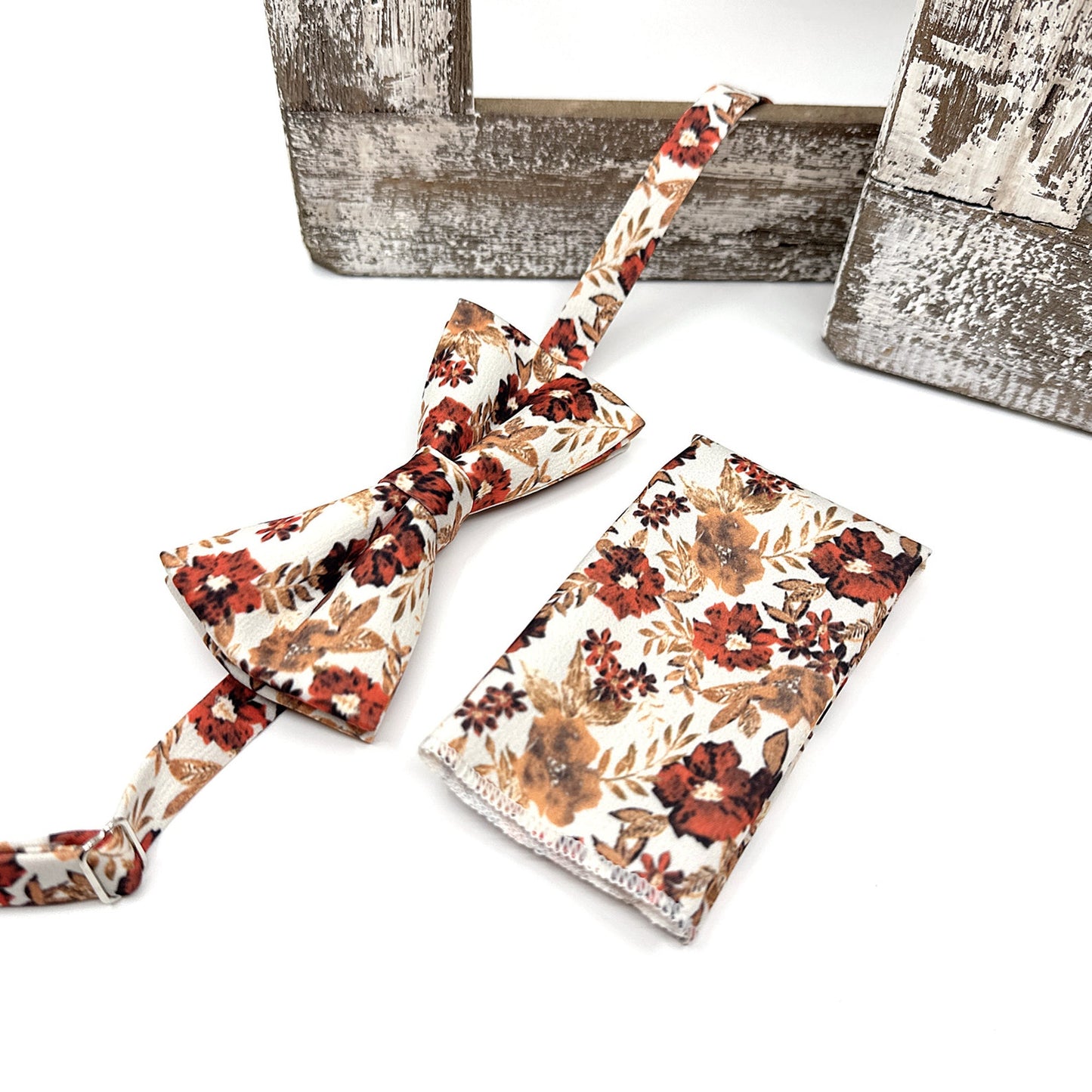 Brunt Orange Floral Tie, Copper Orange Floral Necktie, Wedding Floral Ties